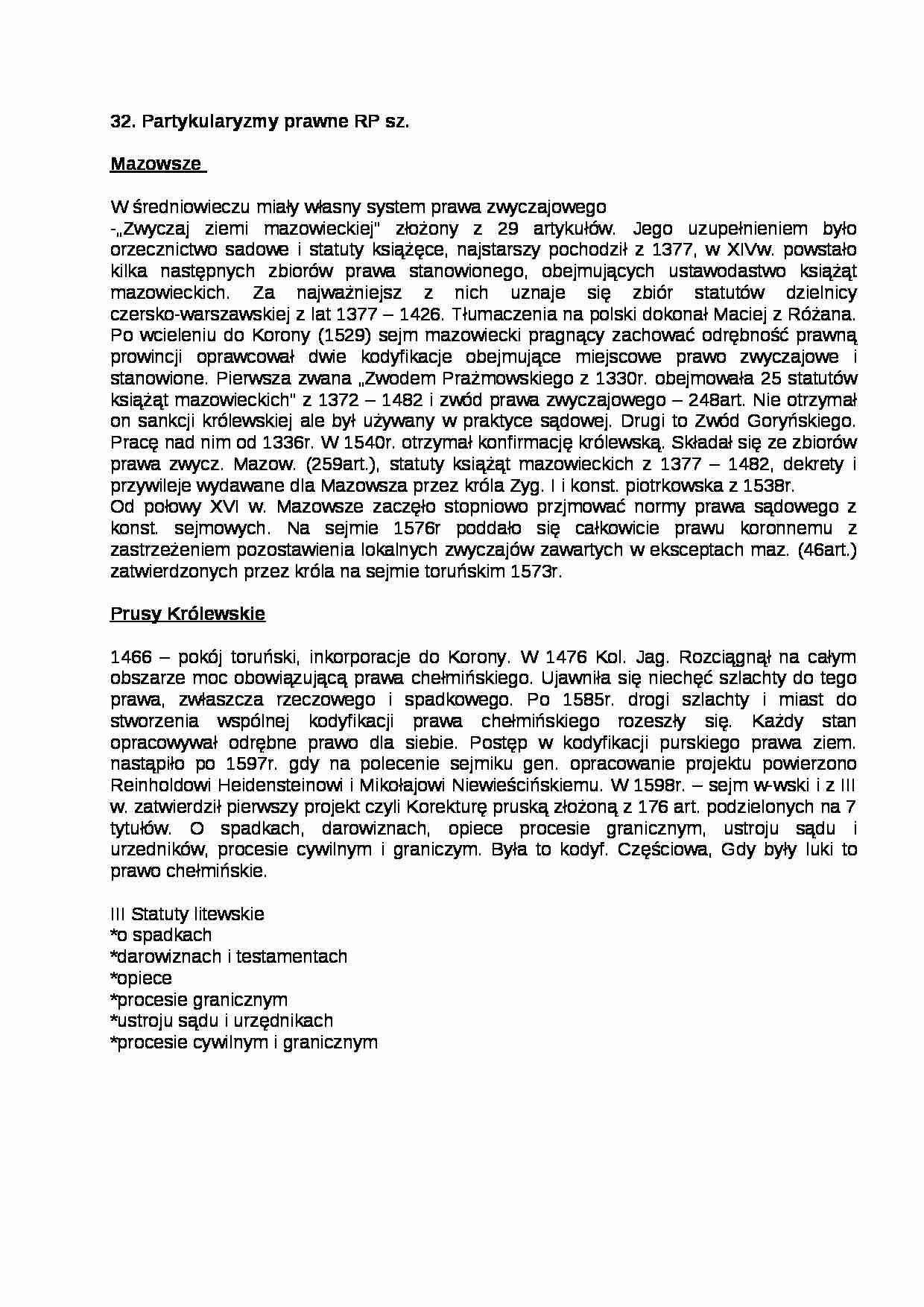 Partykularyzmy prawne RP - strona 1