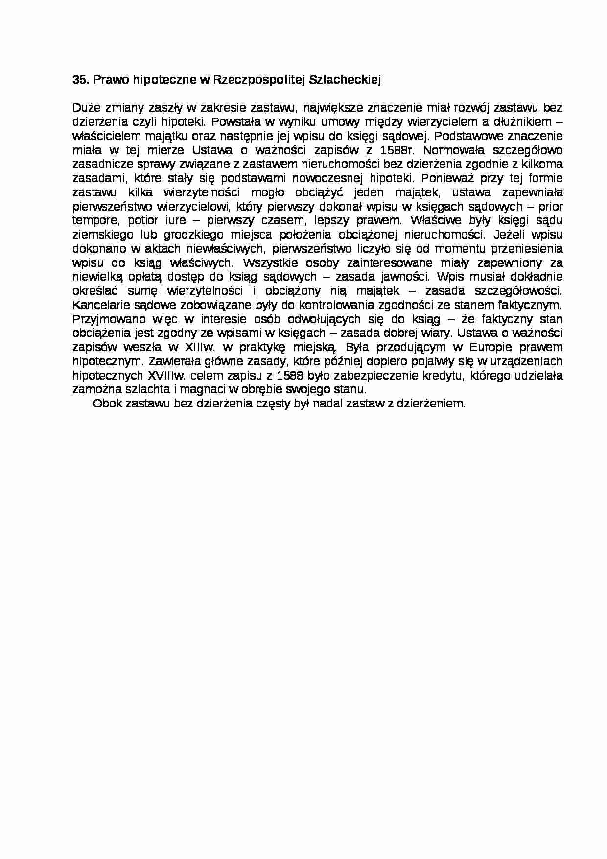 Prawo hipoteczne w Rzeczpospolitej Szlacheckiej - strona 1