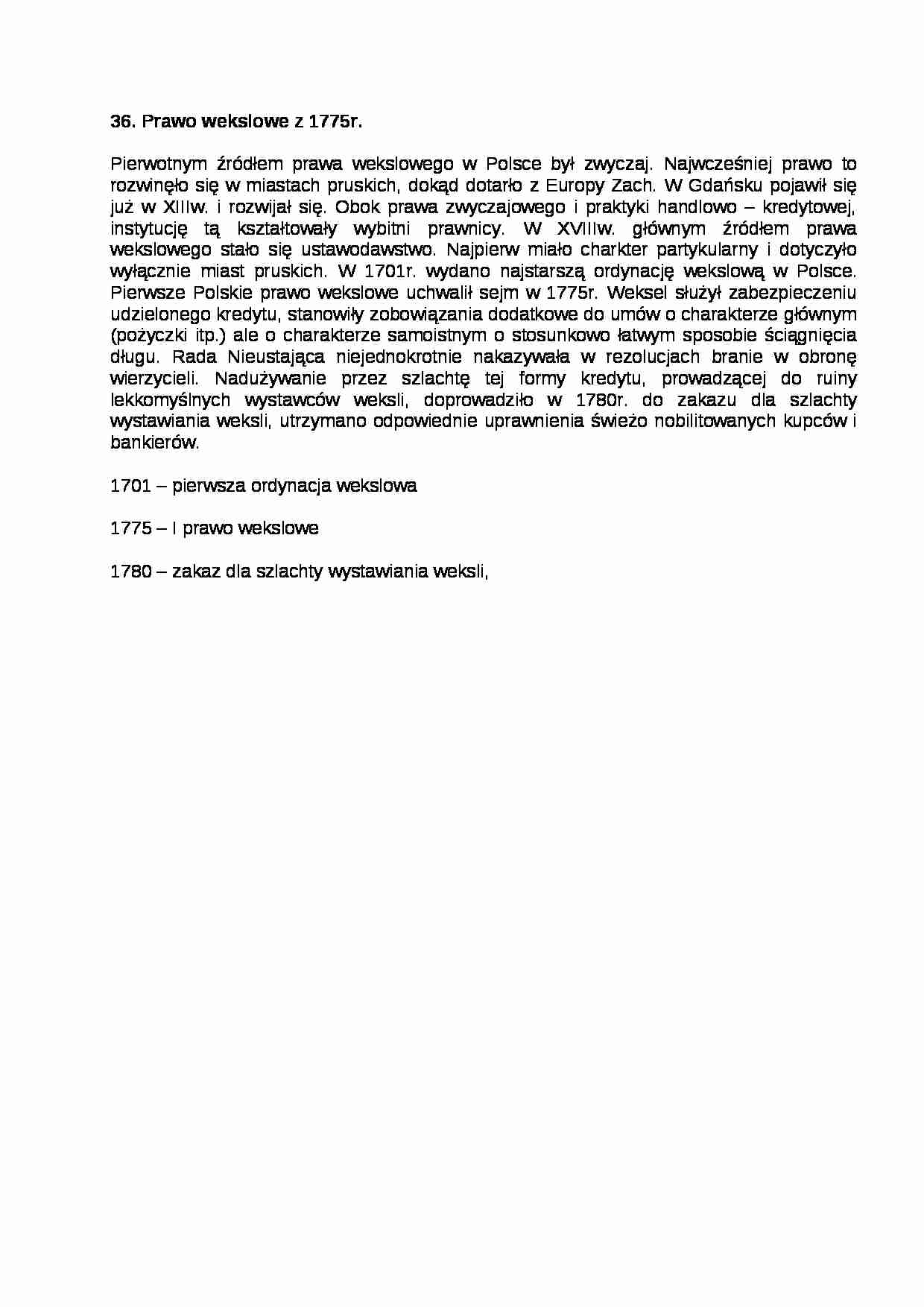 Prawo wekslowe z 1775r. - strona 1