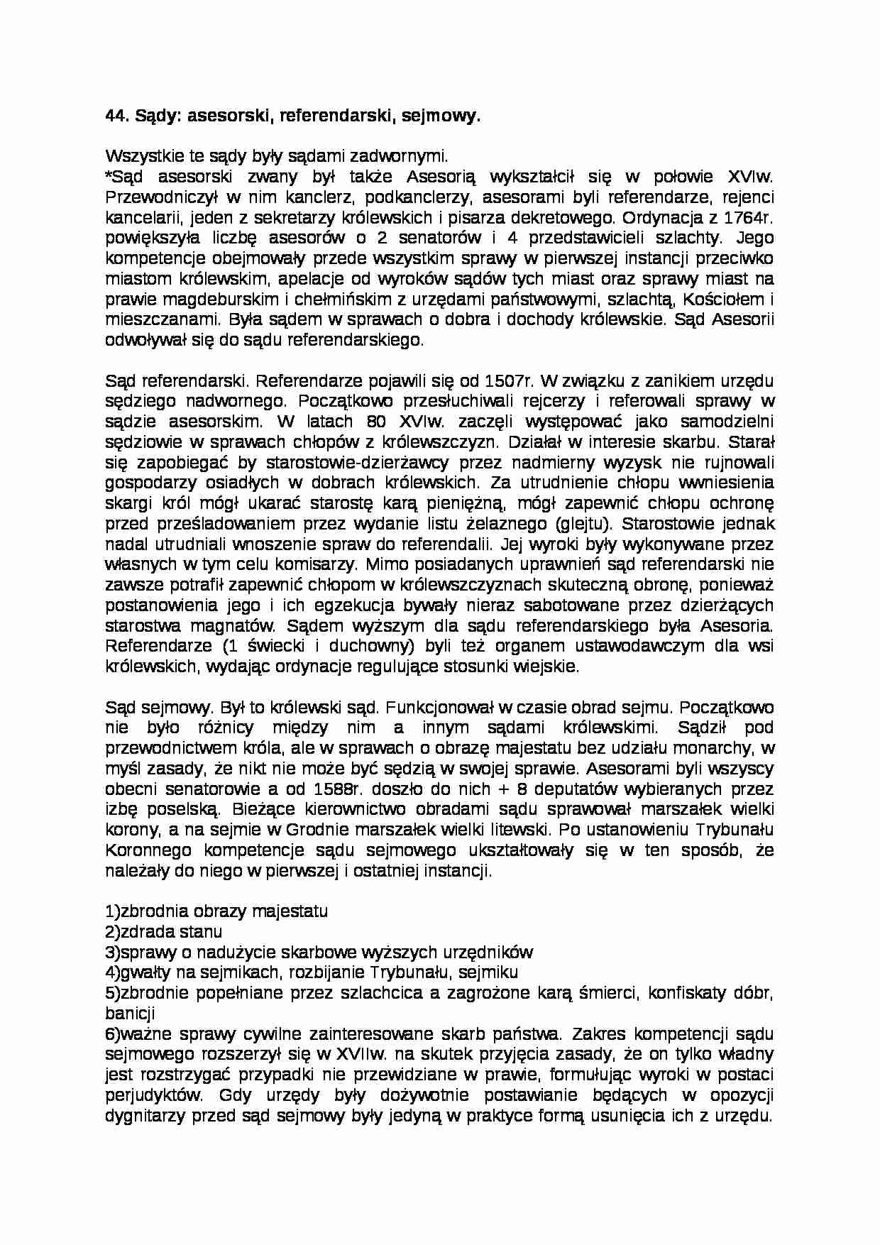 Sądy asesorski, referendarski, sejmowy - strona 1