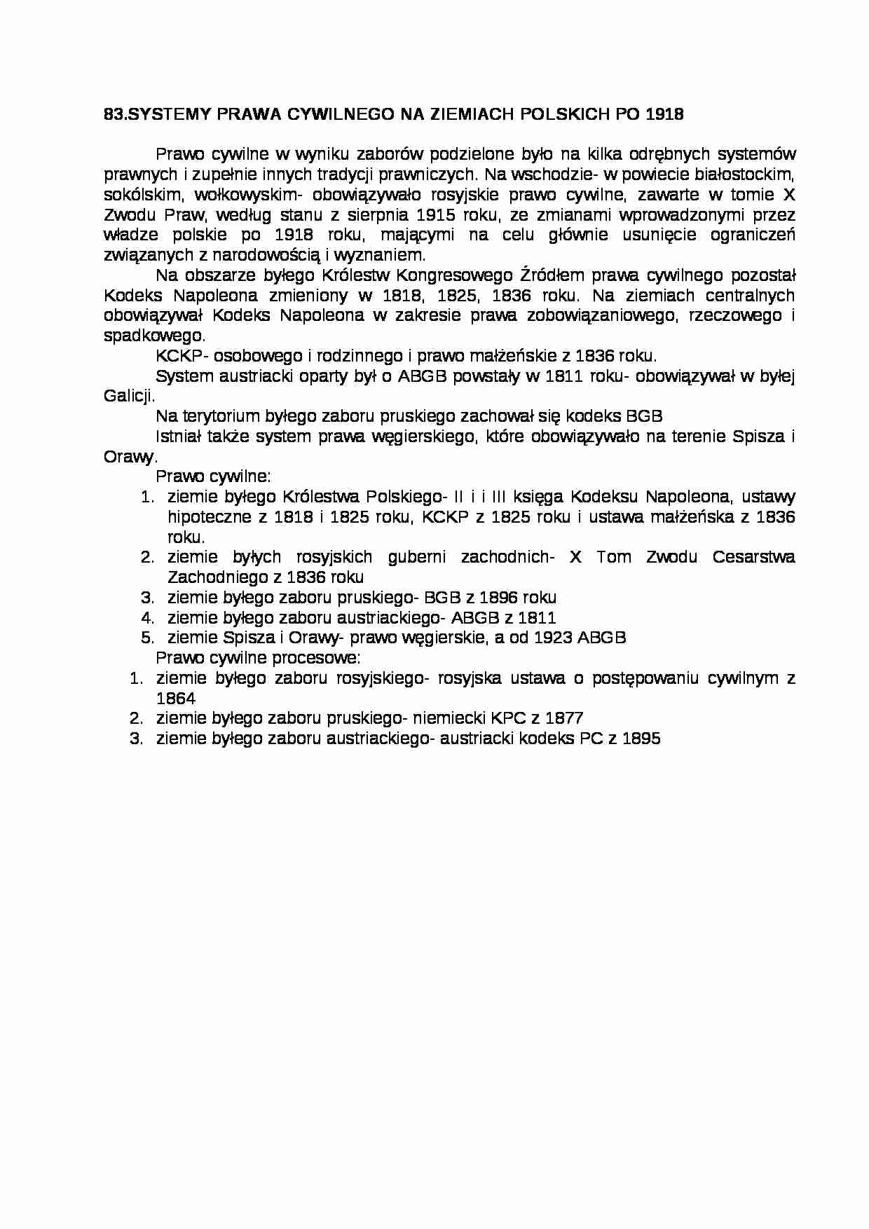 Systemy prawa cywilnego w Polsce po 1918 - strona 1