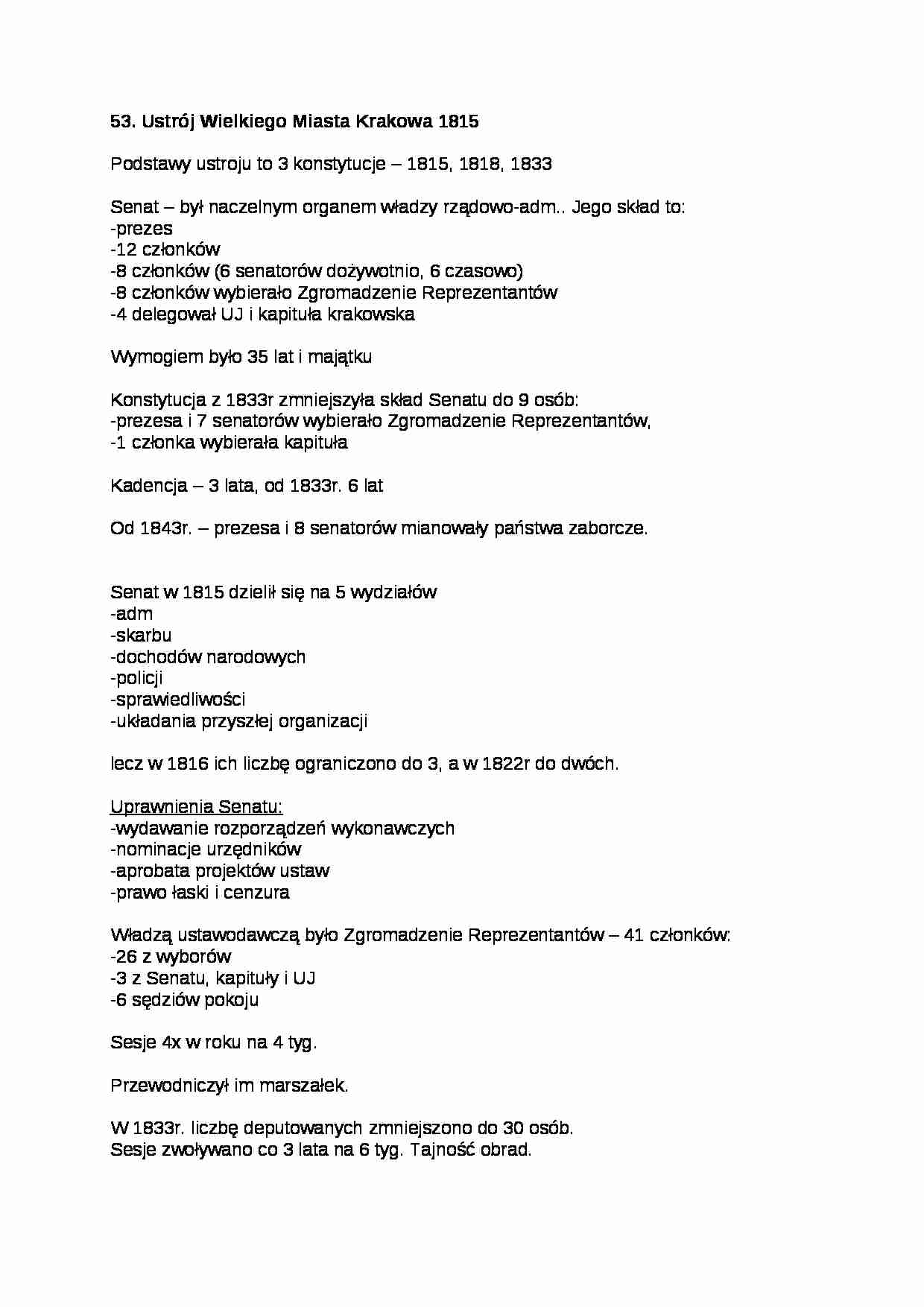 Ustrój Wielkiego Miasta Krakowa 1815 - strona 1