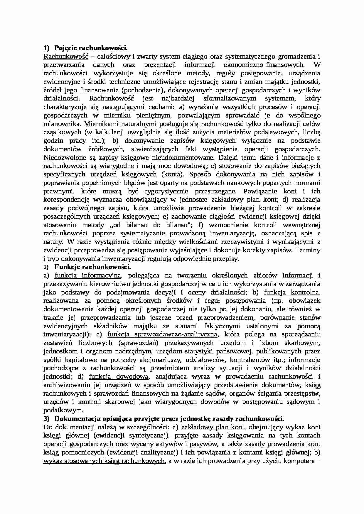 23 zagadnienia z rachunkowości - strona 1