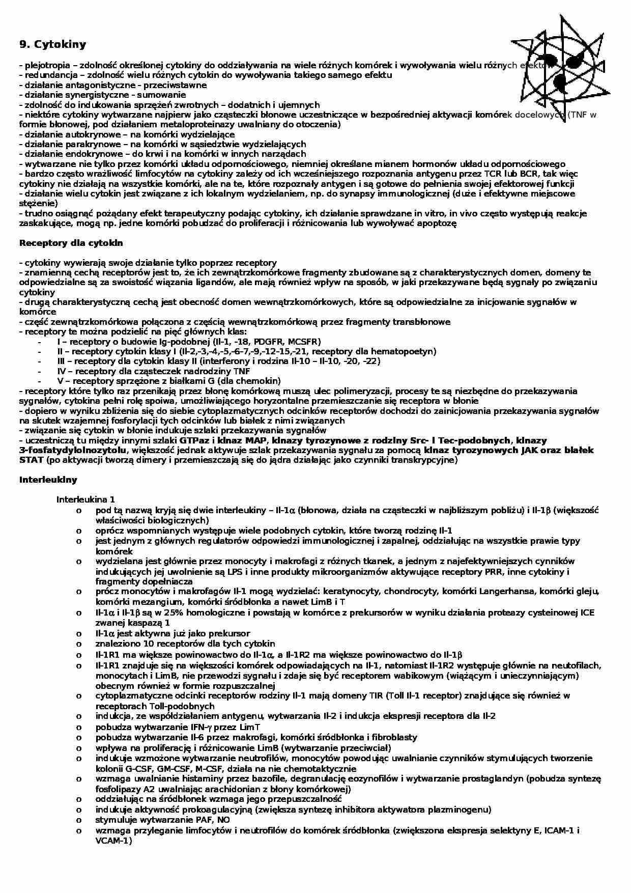 Cytokiny - plejotropia  - strona 1