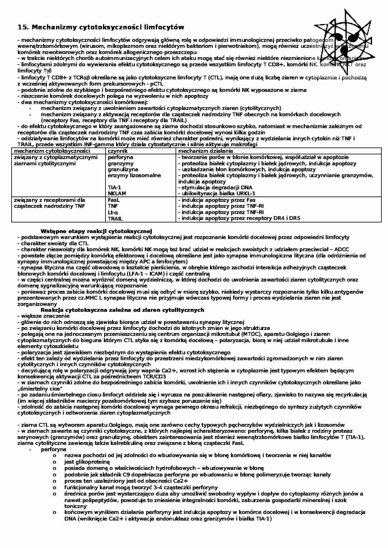 Mechanizmy cytotoksyczności limfocytw - strona 1