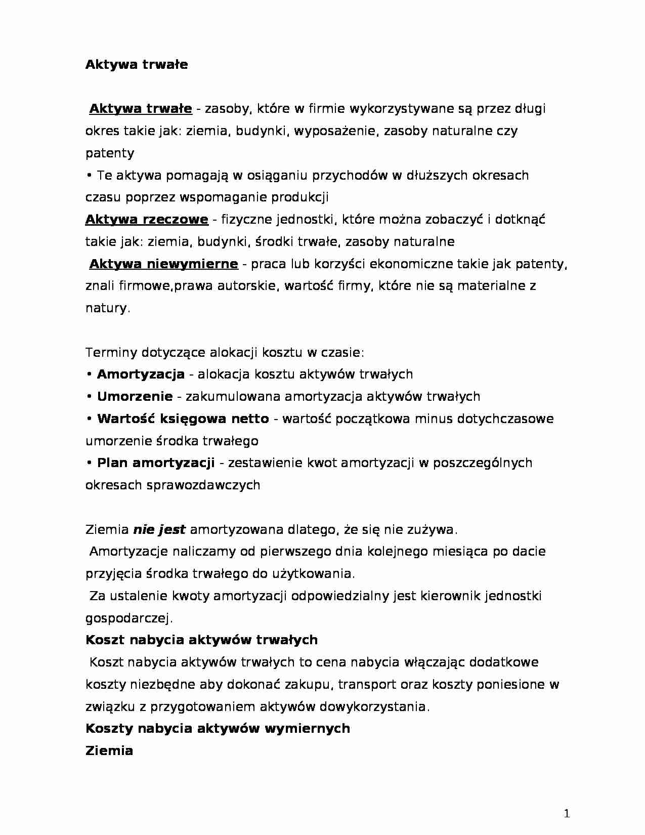 Aktywa trwałe - strona 1