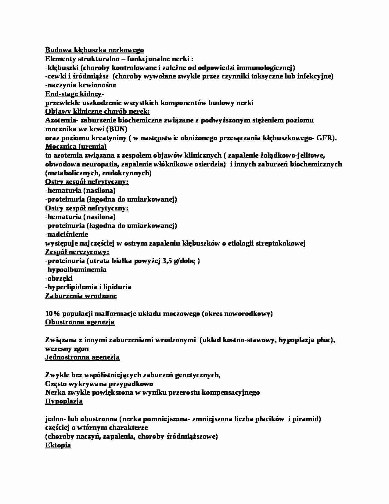 Budowa kłębuszka nerkowego - strona 1