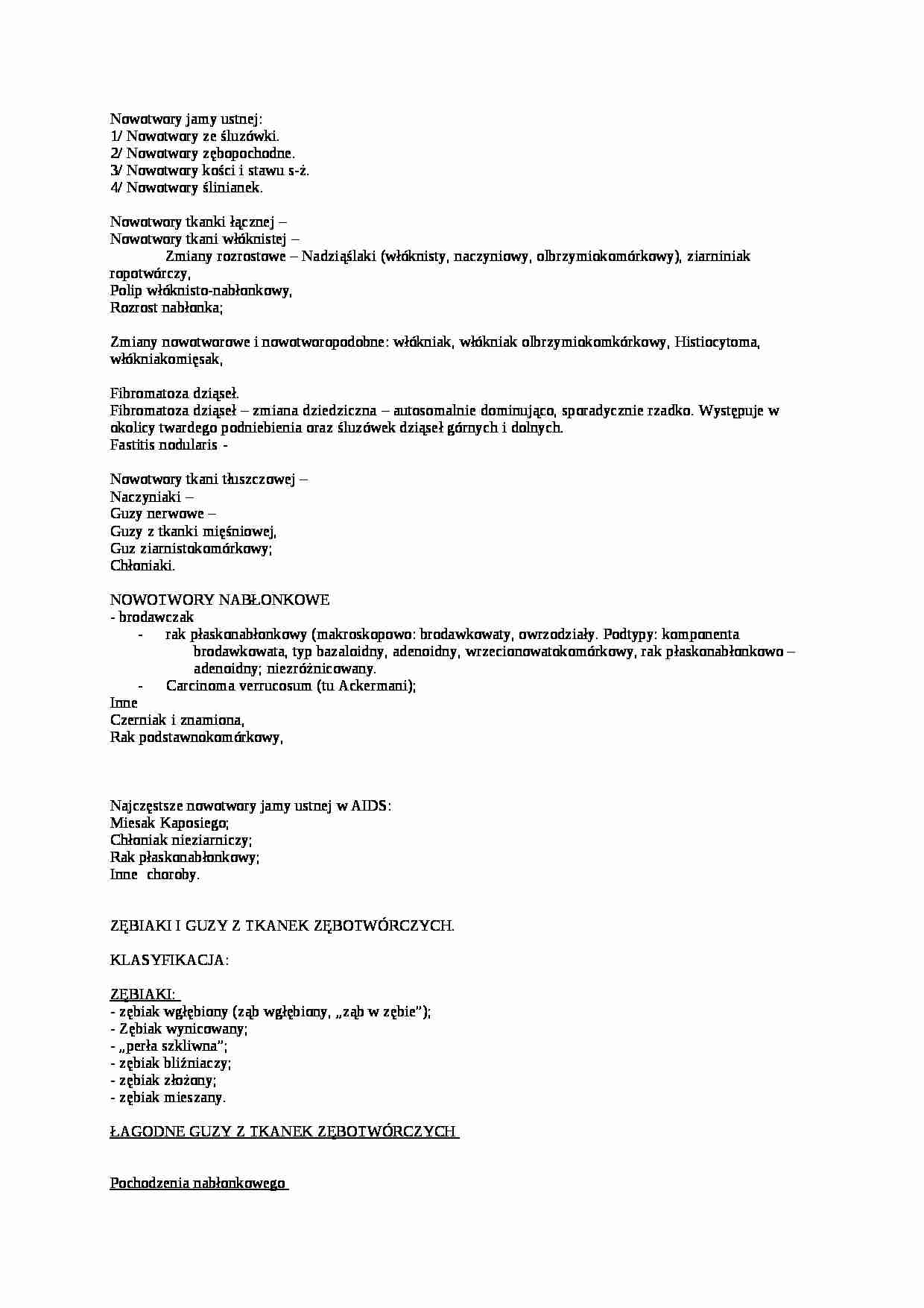 Nowotwory jamy ustnej - strona 1