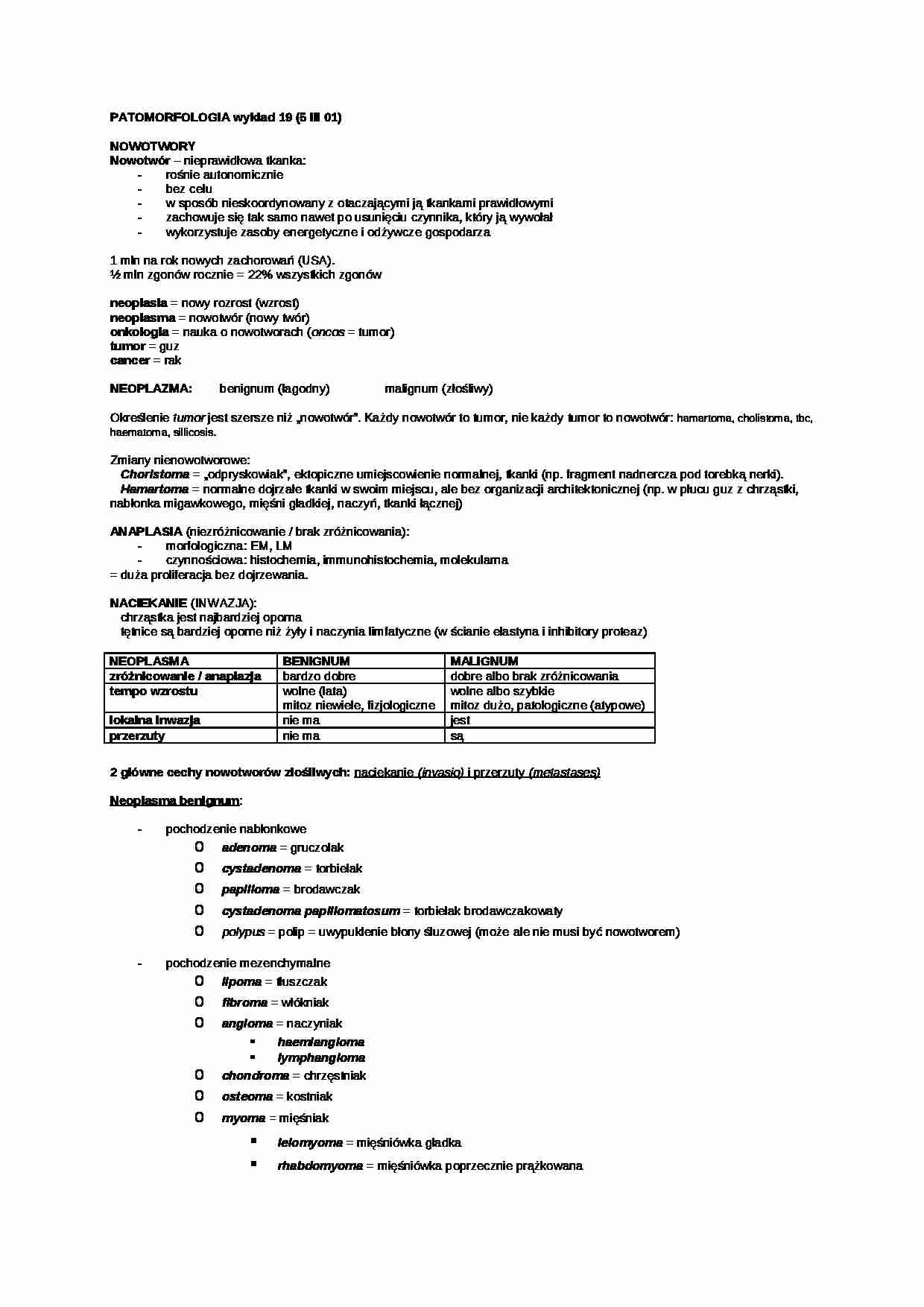 Patomorfologia - wykład 18 - strona 1