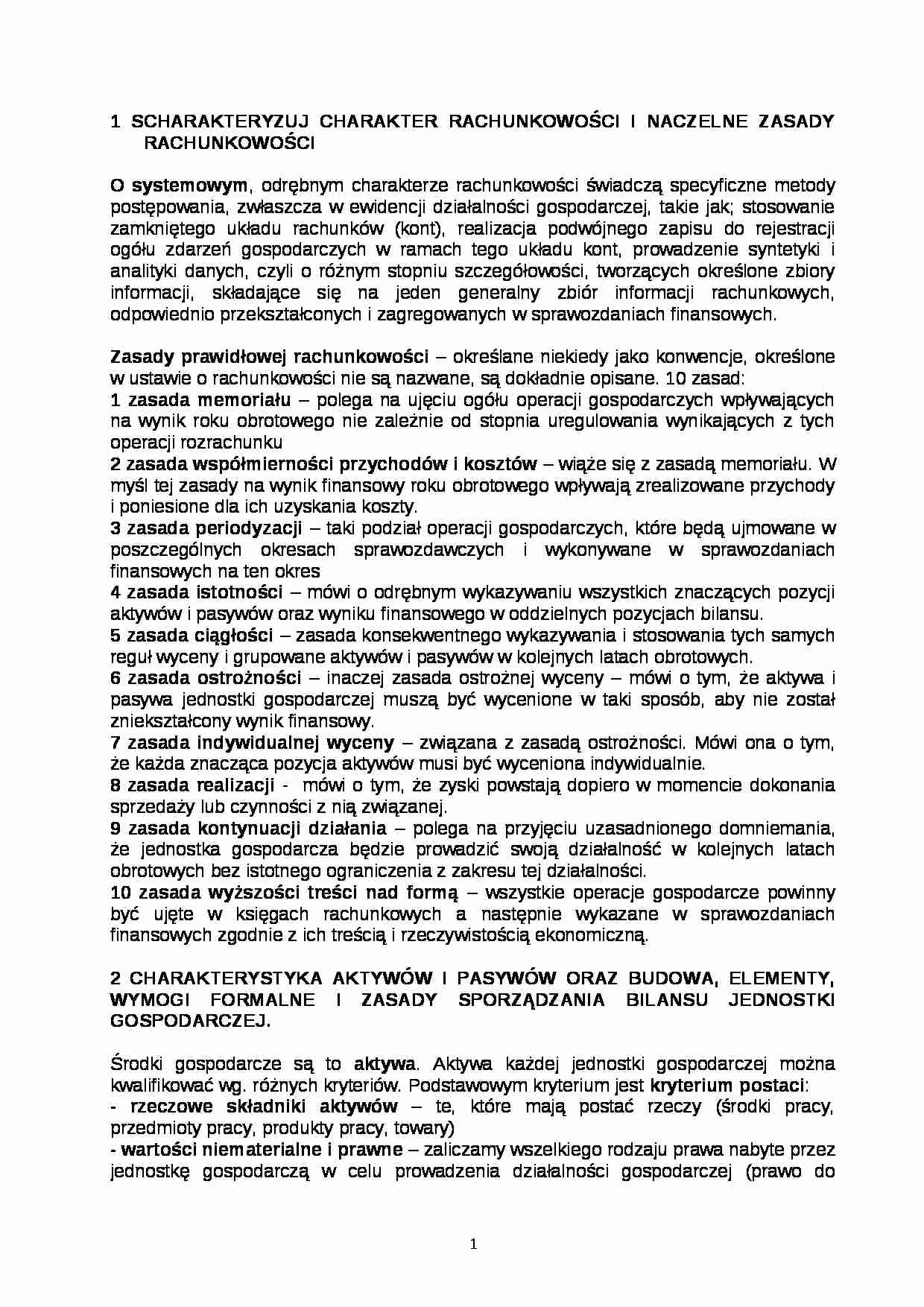 Charakter i zasady rachunkowości - strona 1