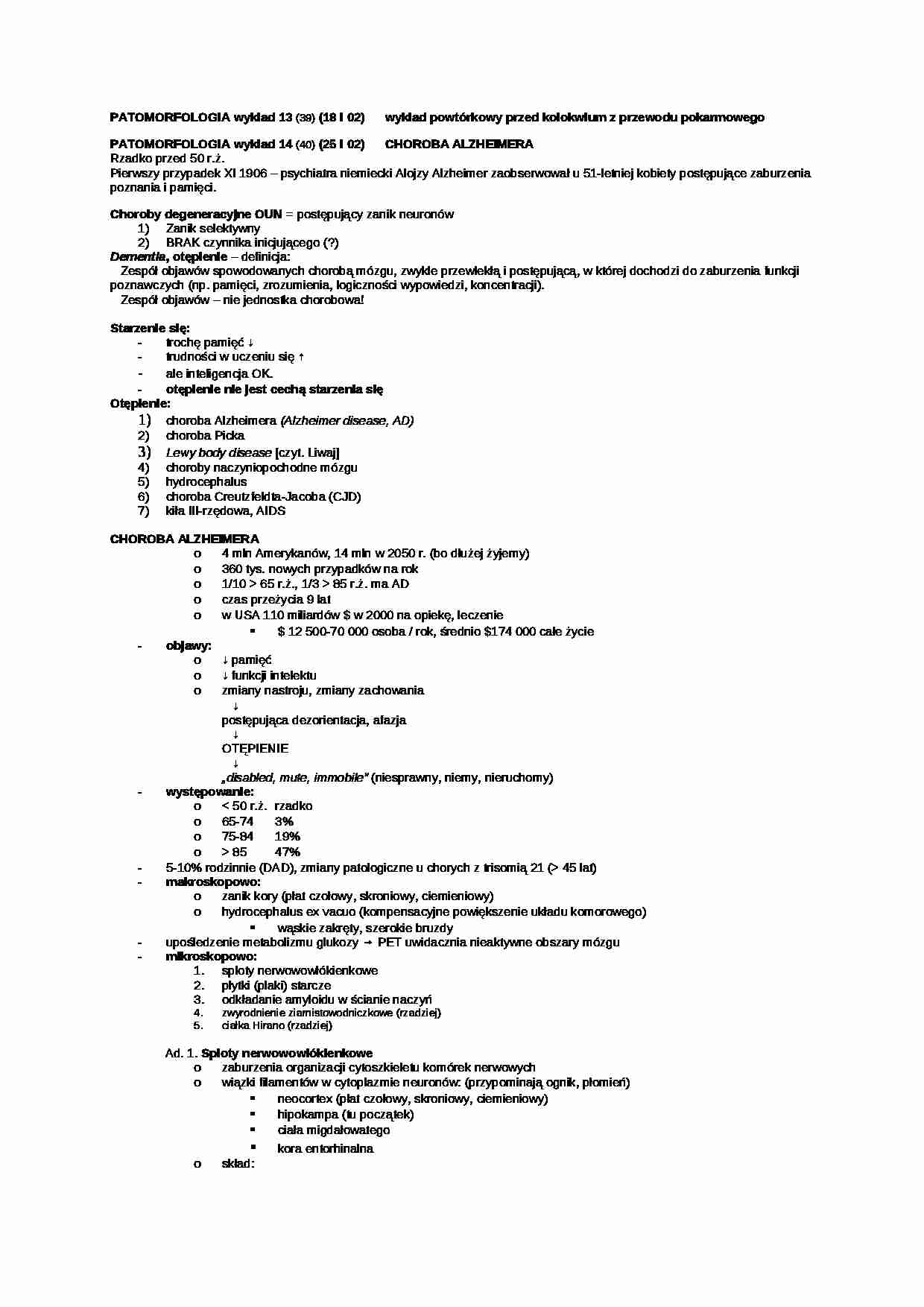 Patomorfologia - wykład 38 - strona 1