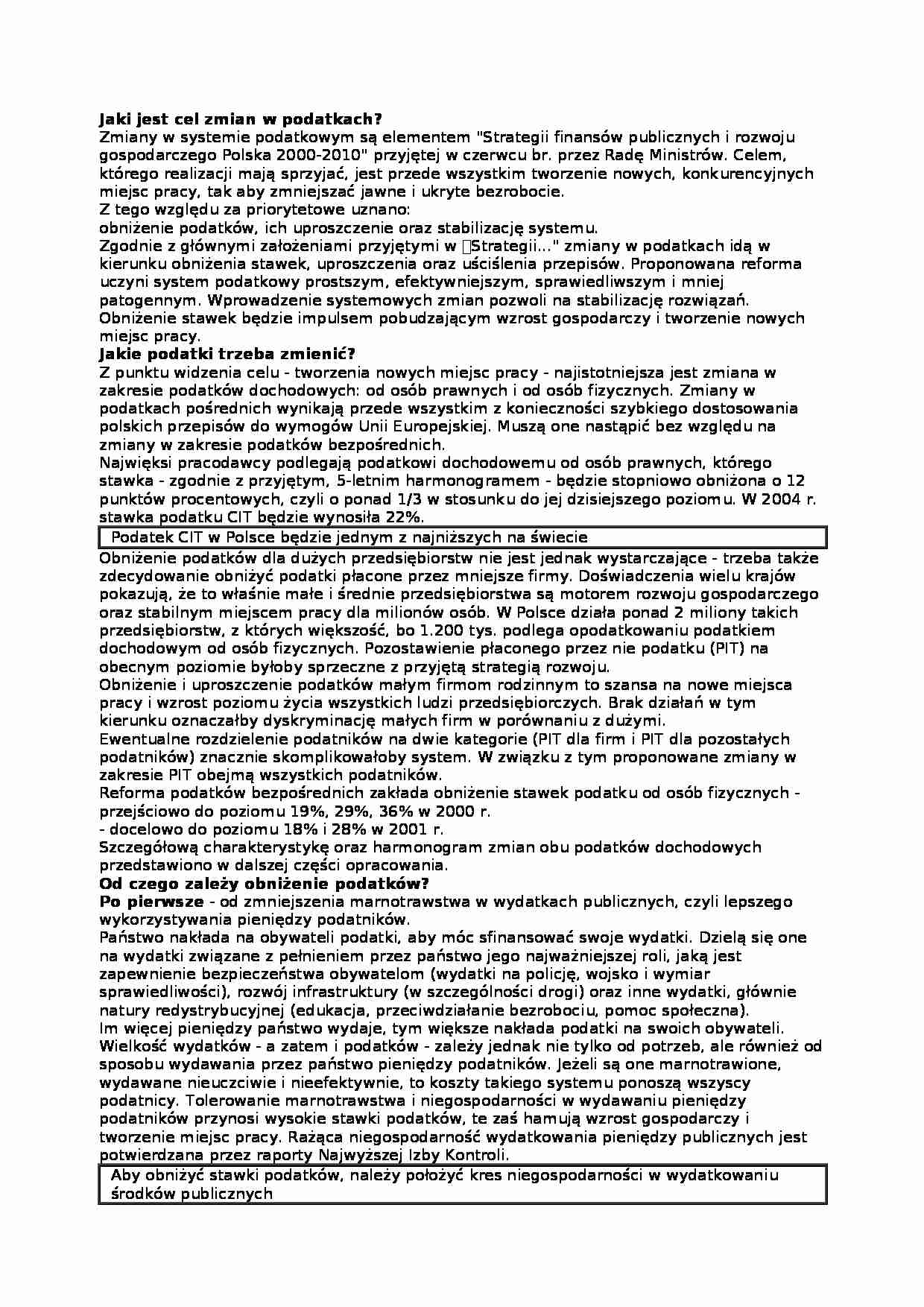 Jaki jest cel zmian w podatkach - strona 1