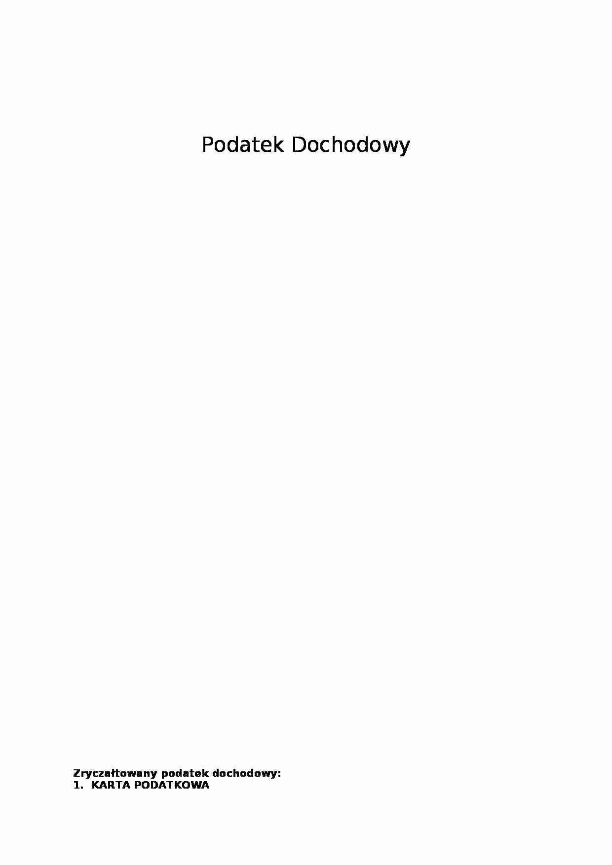 Zryczałotowany podatek dochodowy - strona 1