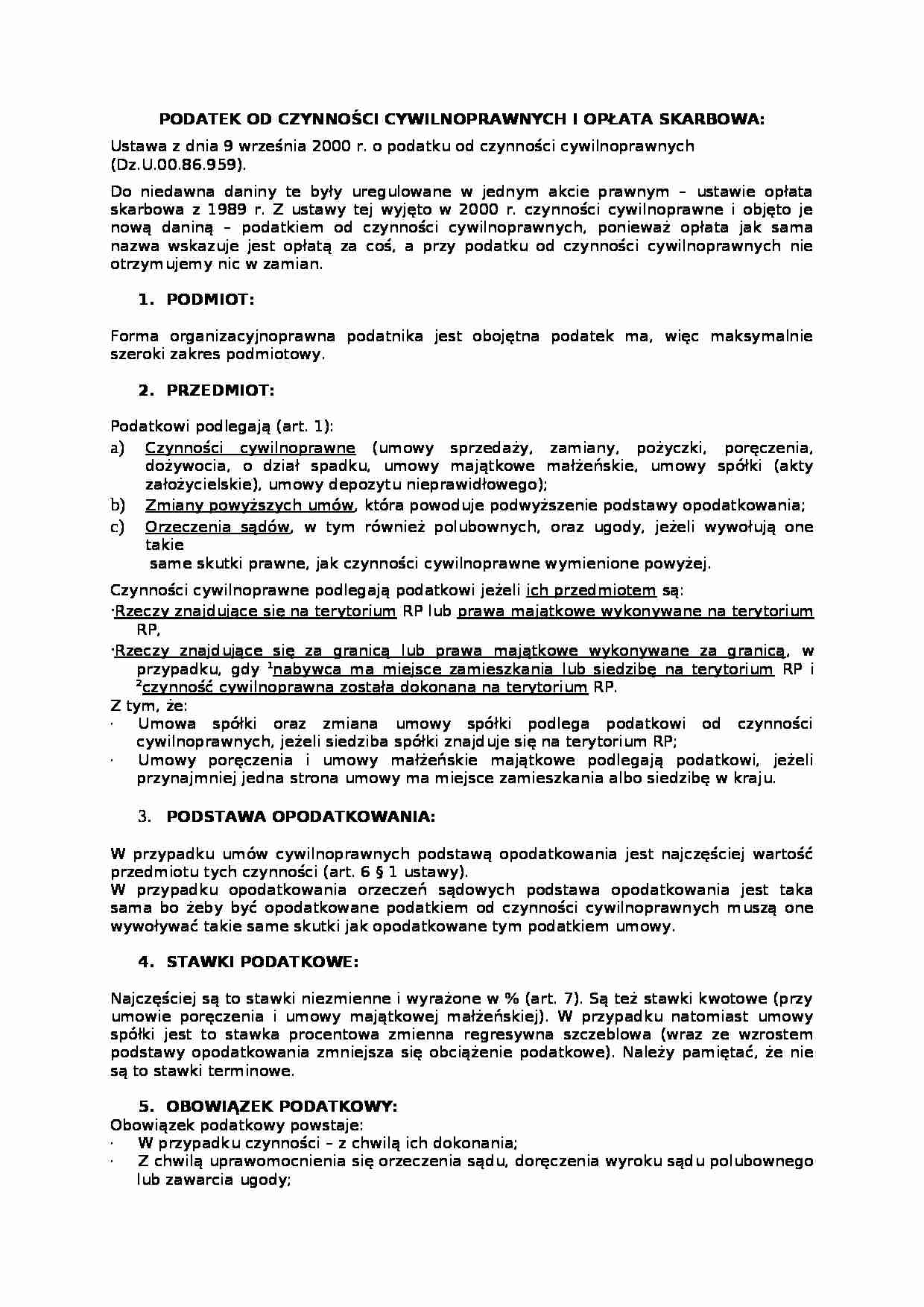 Podatek od czynności cywilno prawnych  - strona 1