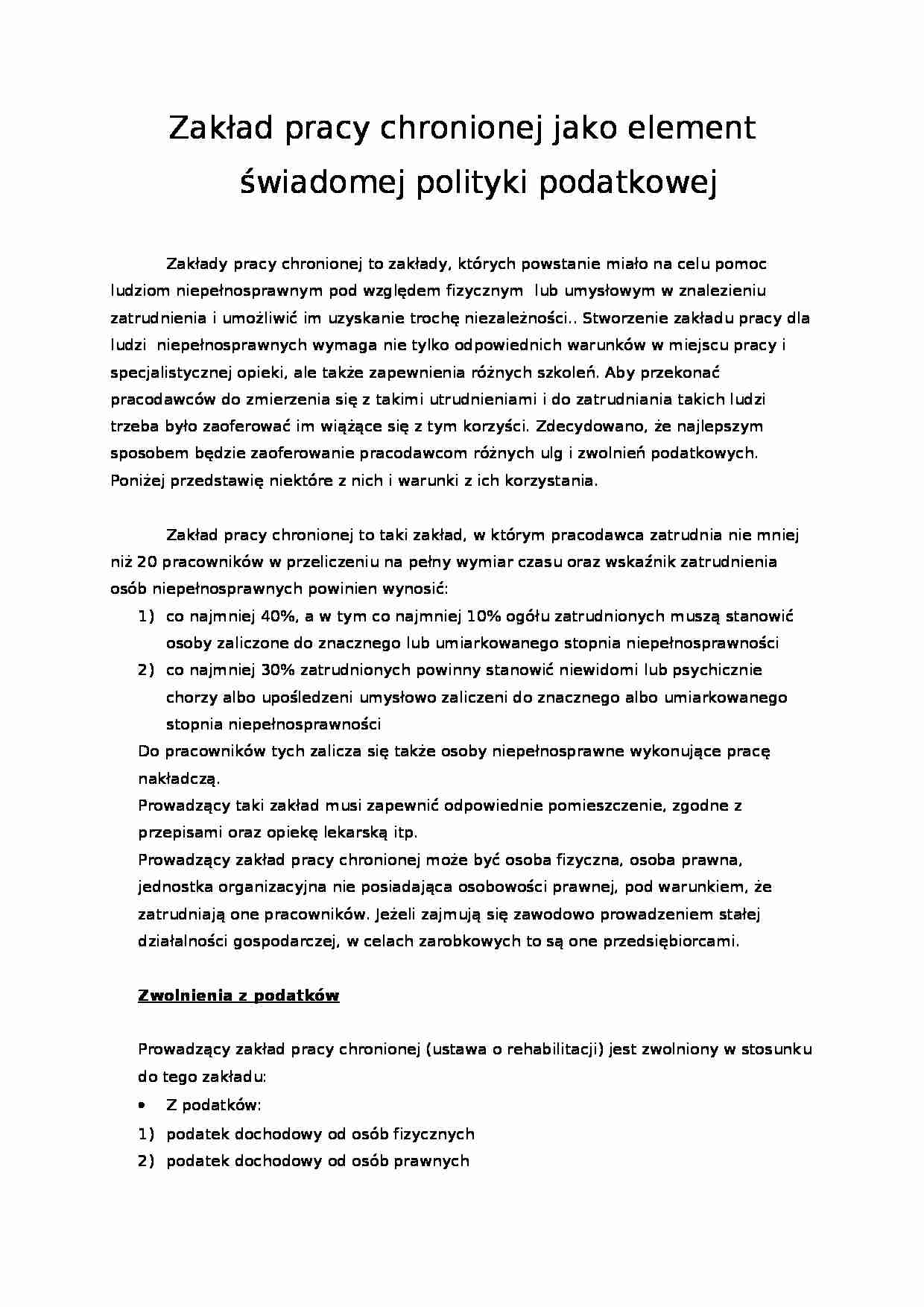 Zakład pracy chronionej - strona 1