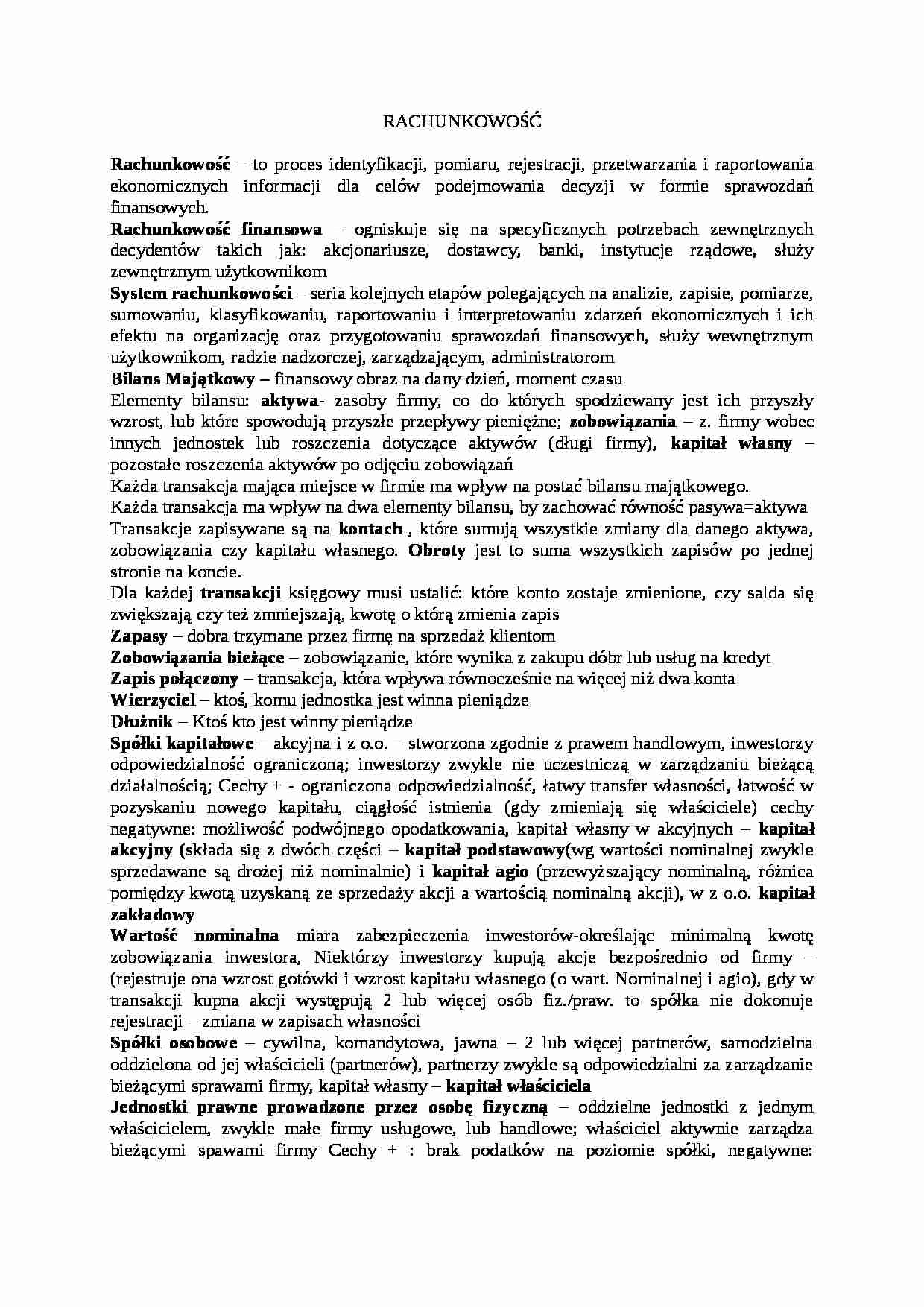 Definicje - rachunkowość - strona 1