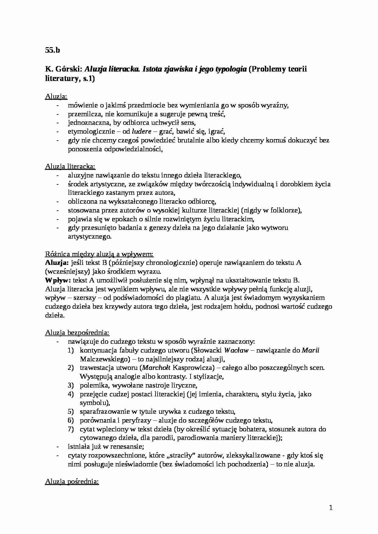 K. Górski - Aluzja literacka - strona 1