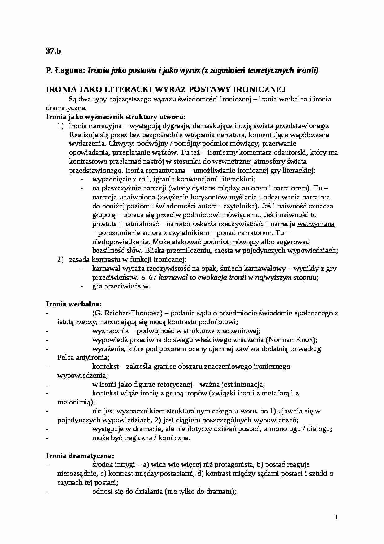 Ironia jako literacki wyraz postawy ironicznej - strona 1