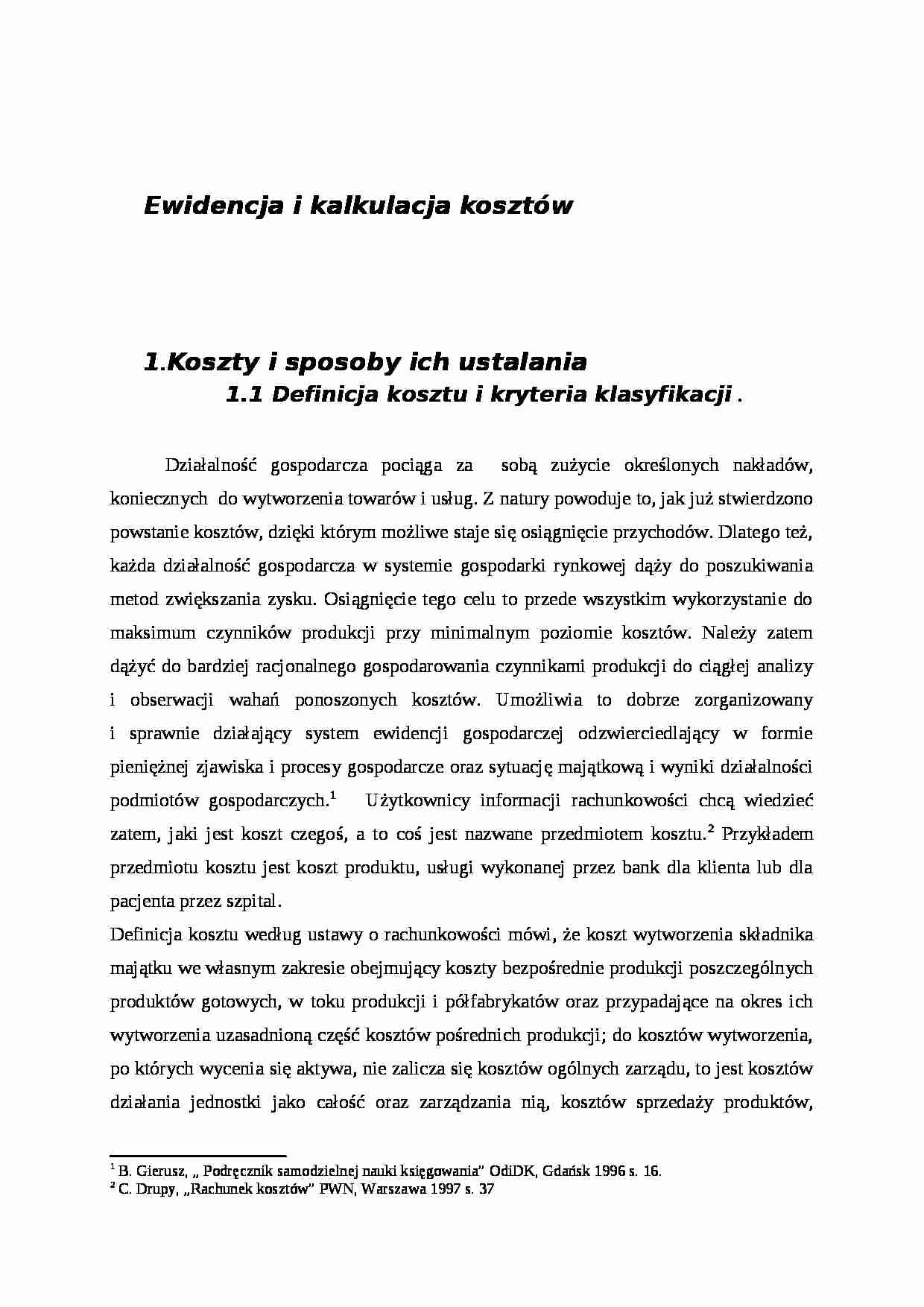 Ewidencja i kalkulacja kosztów - strona 1