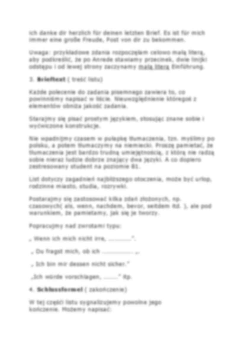 Niemiecki - jak napisać list prywatny  - strona 2