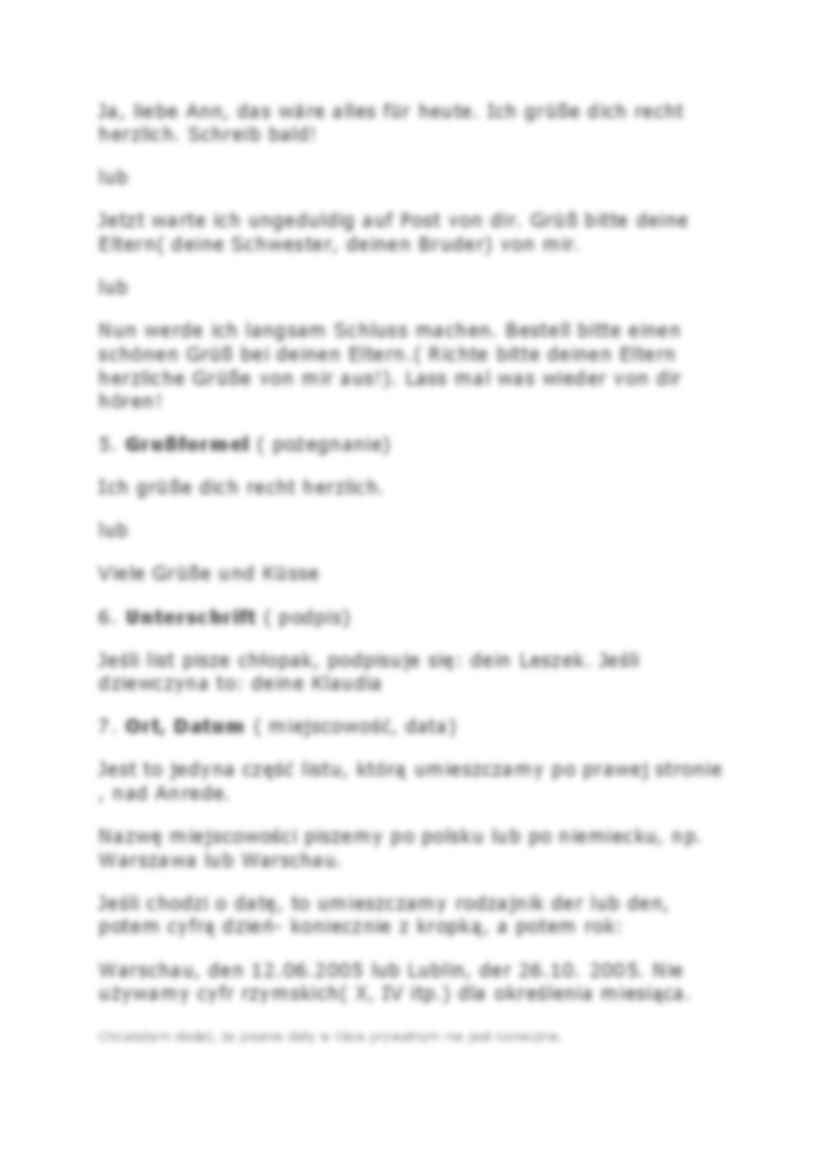 Niemiecki - jak napisać list prywatny  - strona 3