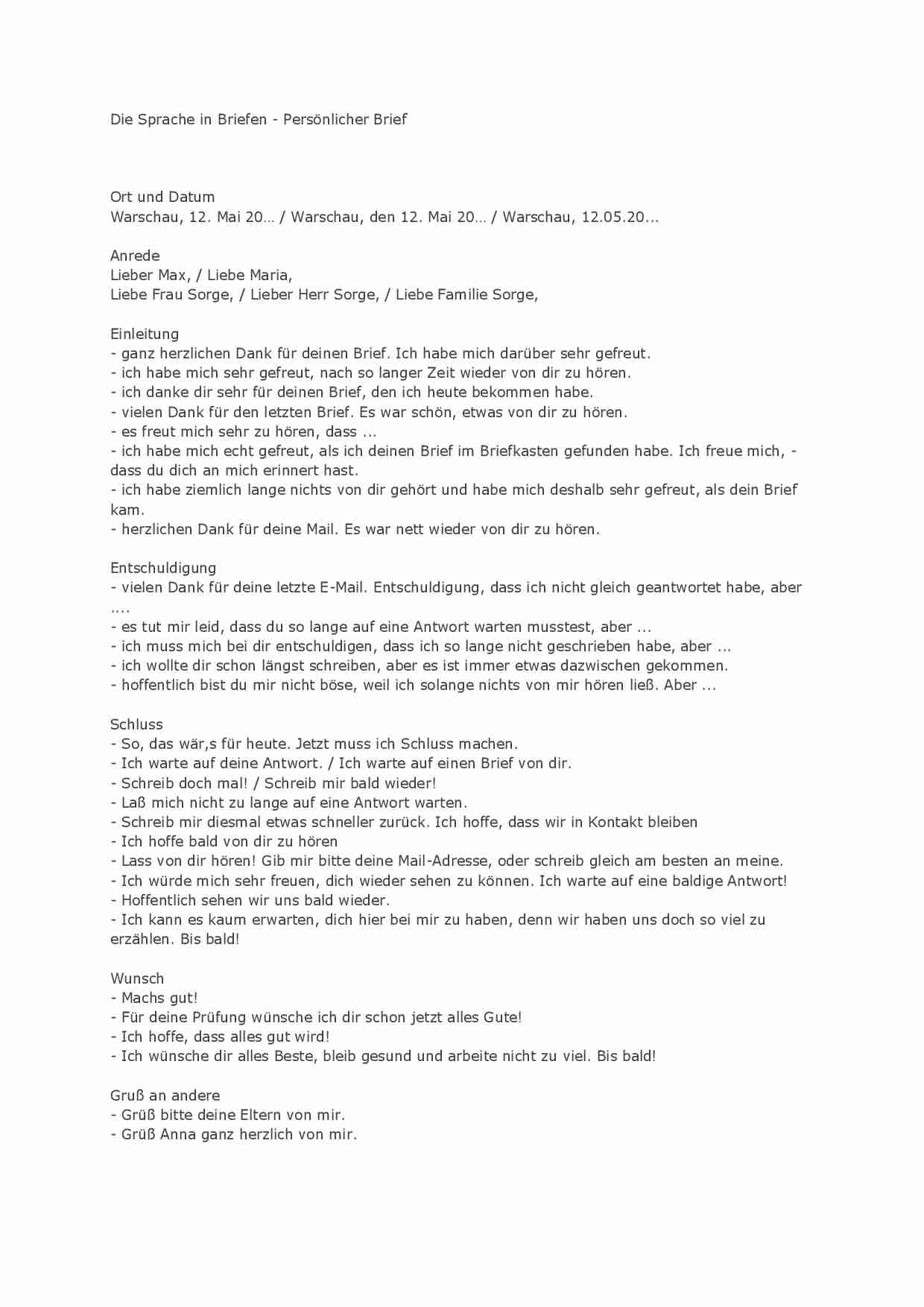 Niemiecki zwrotny do listu prywatnego - strona 1