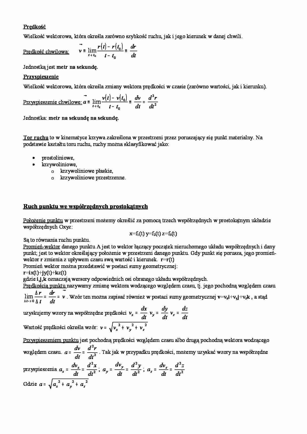Kinematyka - Prędkość - strona 1