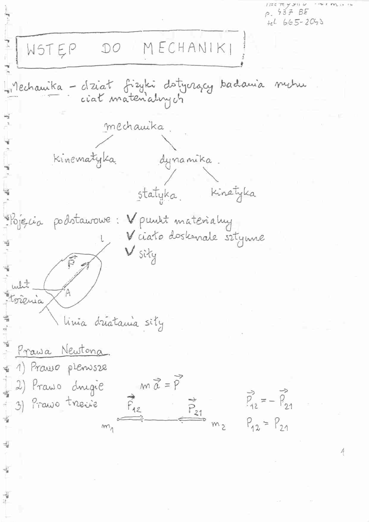 Ćwiczenia z mechaniki - notatki - strona 1