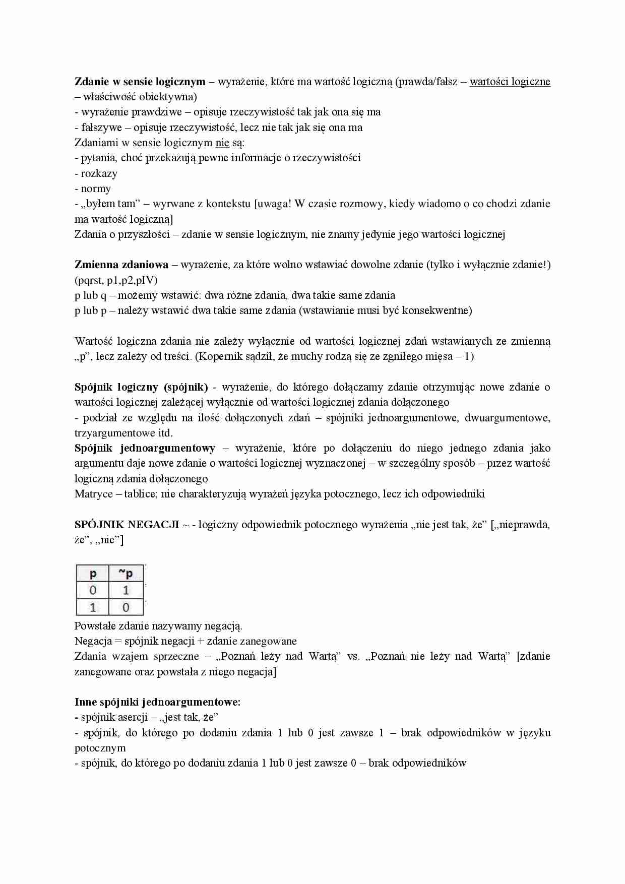 Zdanie w sensie logicznym - strona 1