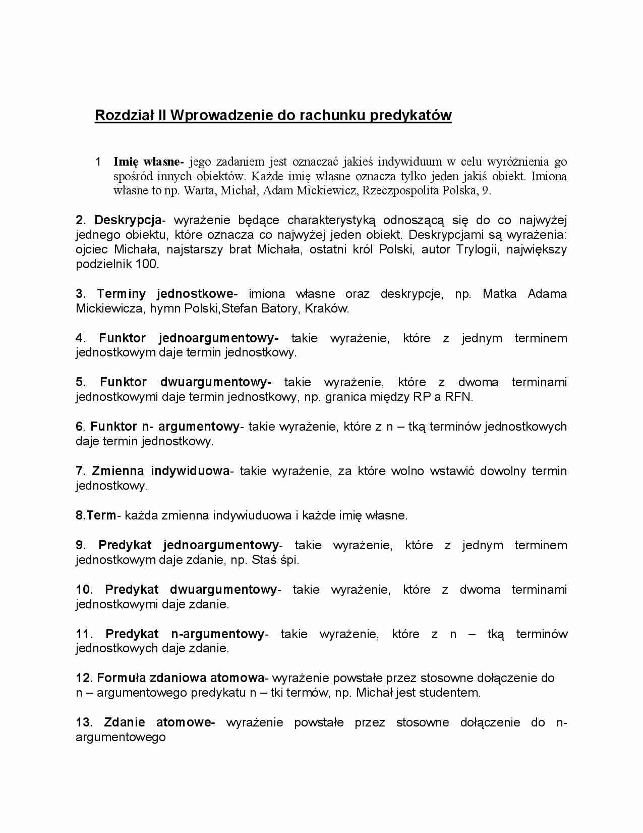 Wprowadzenie do rachunku predykatów - strona 1