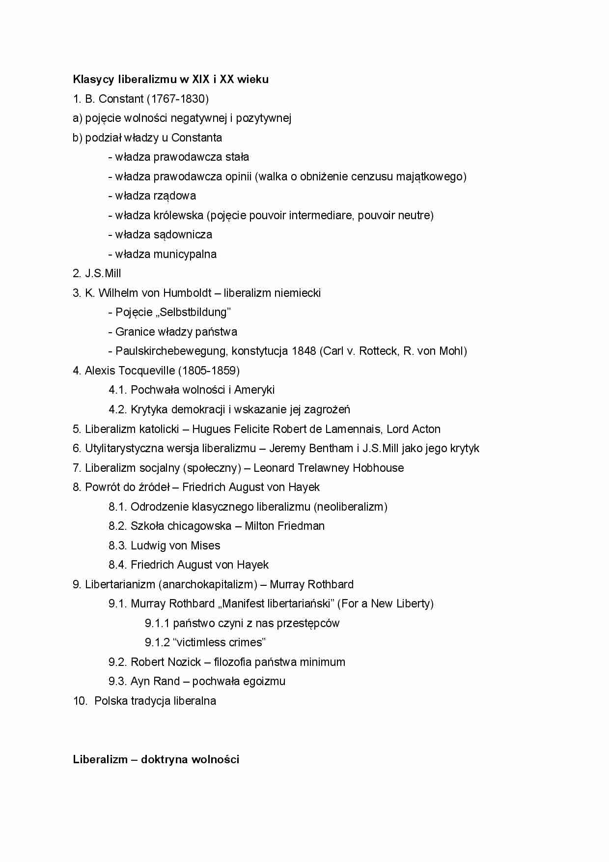 Klasycy liberalizmu w XIX i XX wieku - strona 1