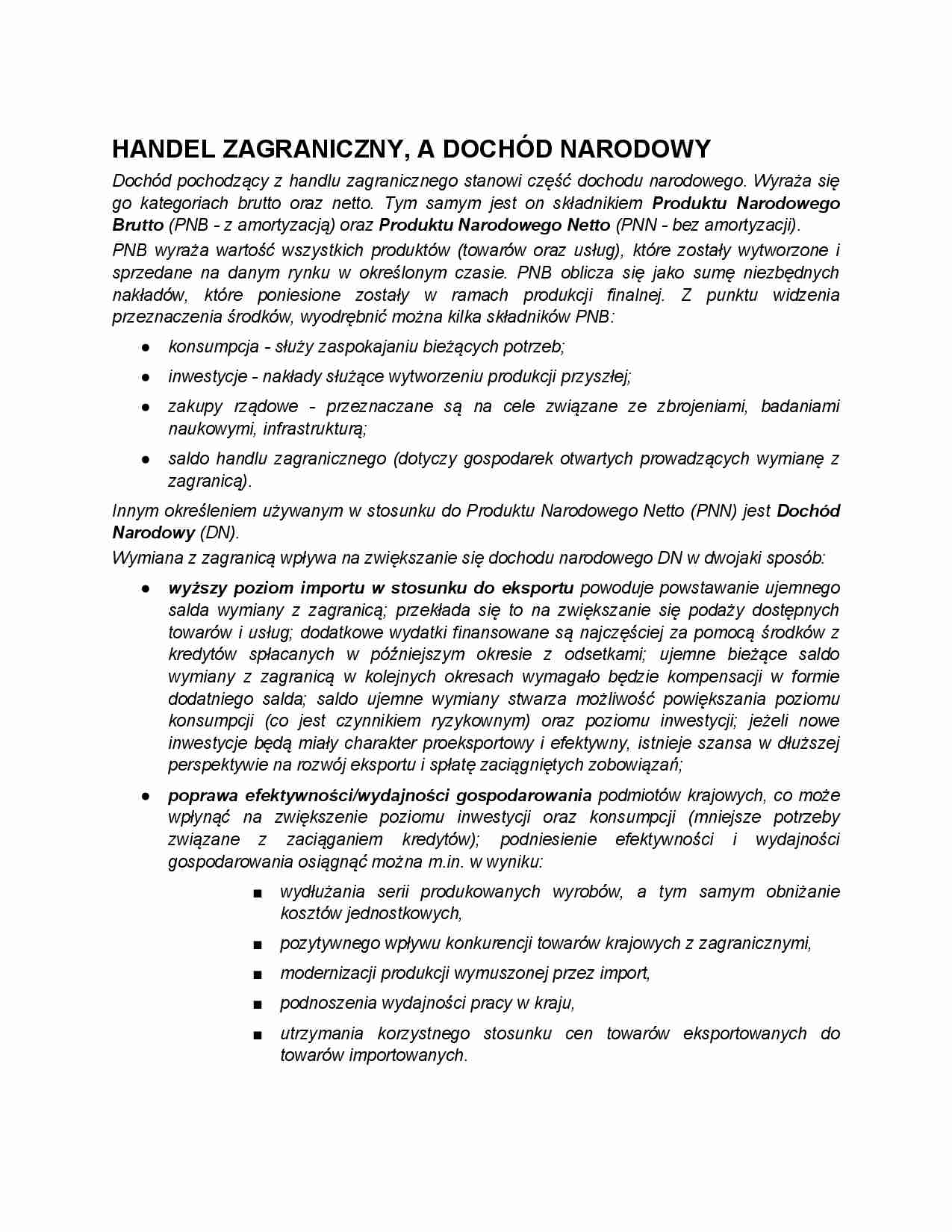Handel zagraniczny a dochód narodowy - strona 1