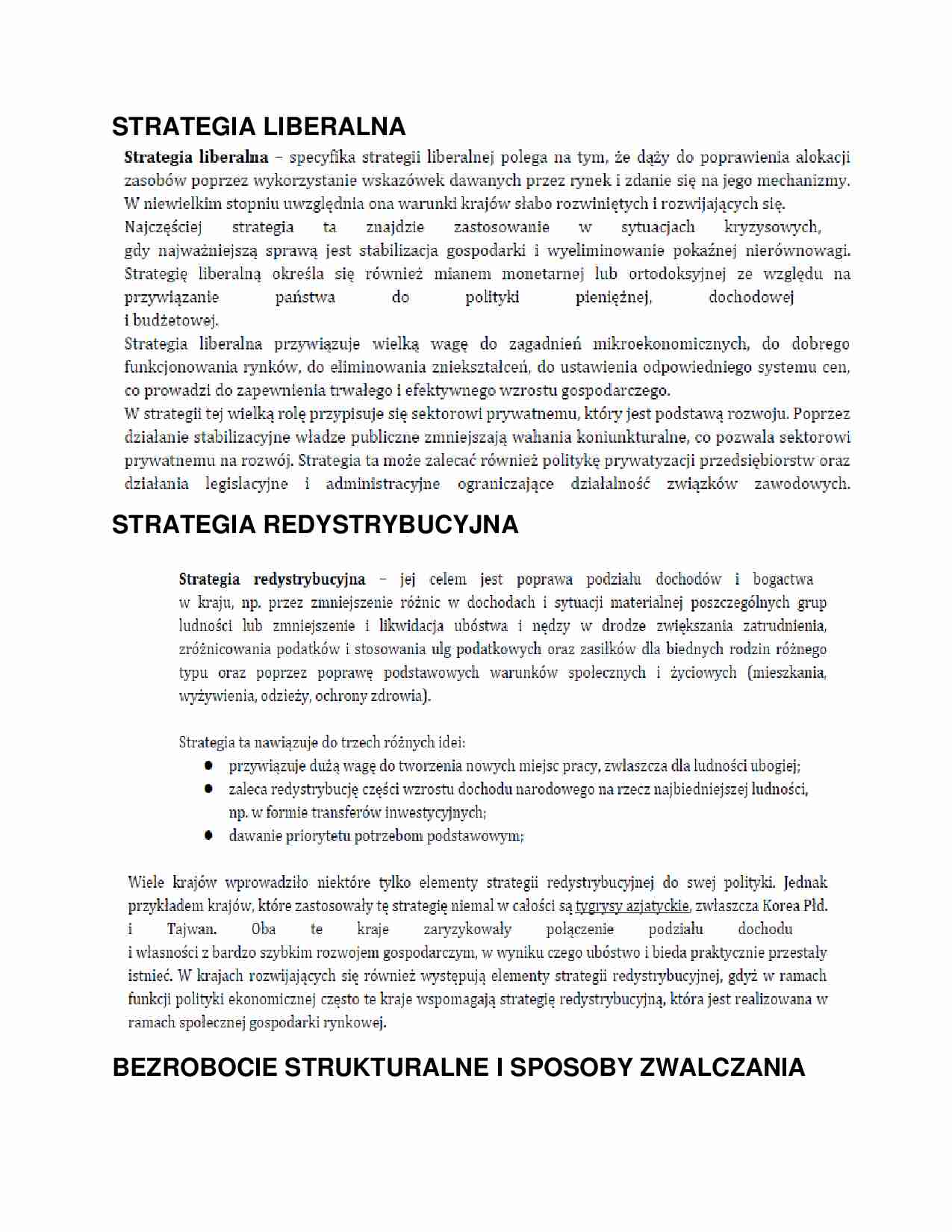 Strategie liberalna i redystrybucyjna, Bezrobocie - strona 1