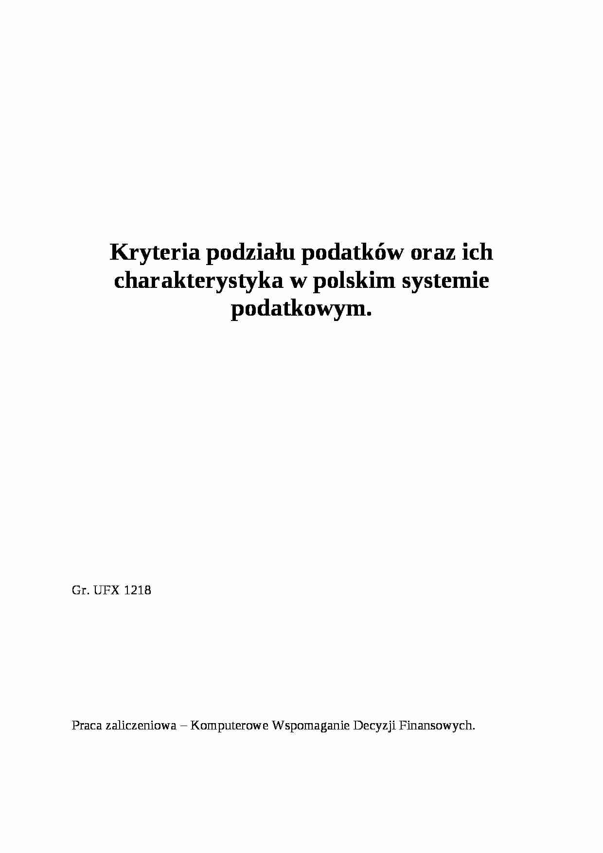 Kryteria podziału podatków - strona 1