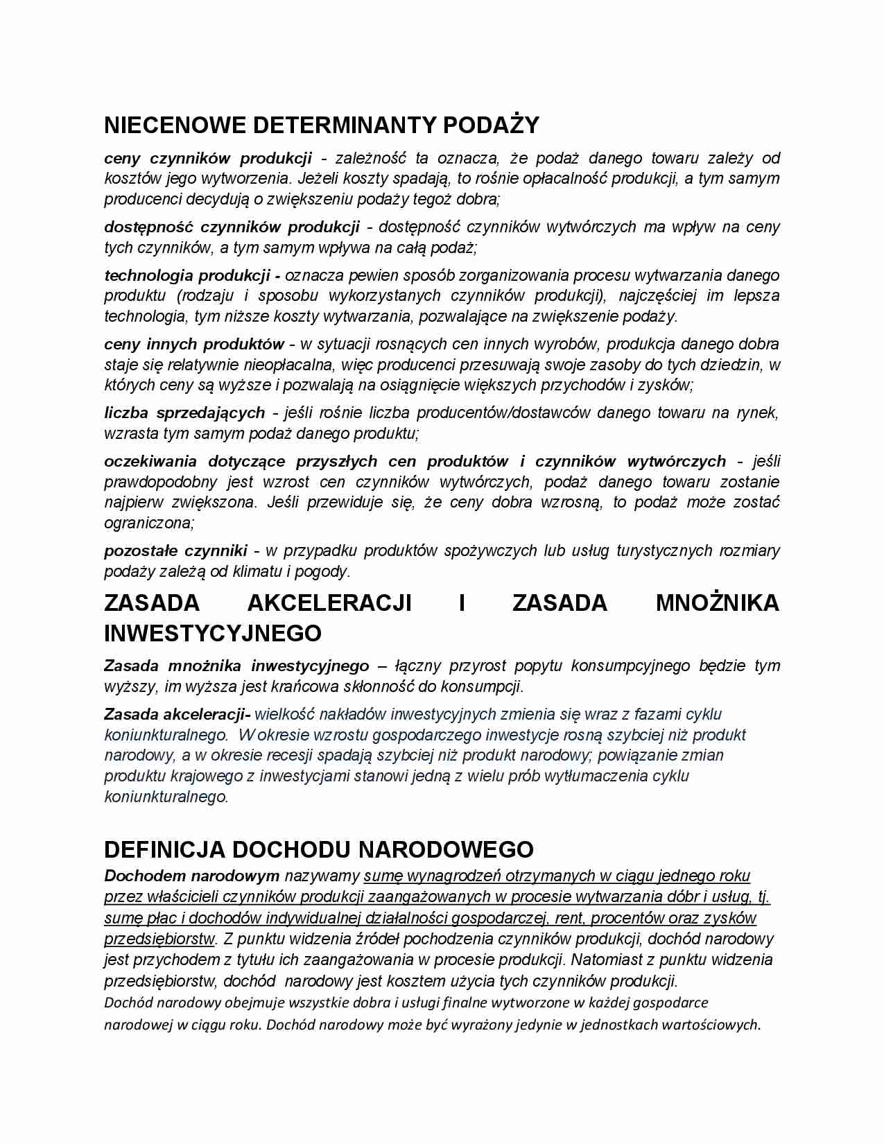 Zasada akceleracji i mnożnika inwestycyjnego, Dochód narodowy - strona 1