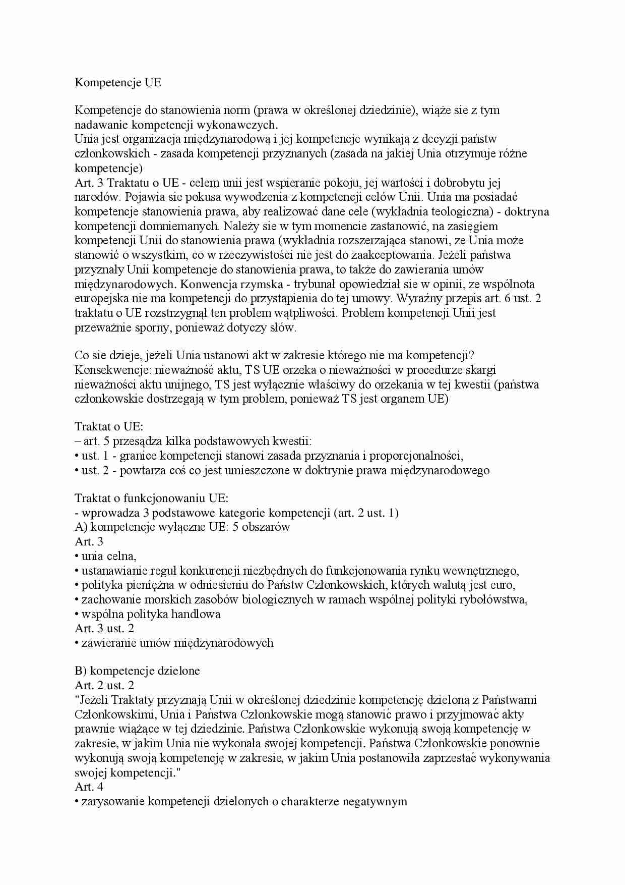 Kompetencje UE - strona 1