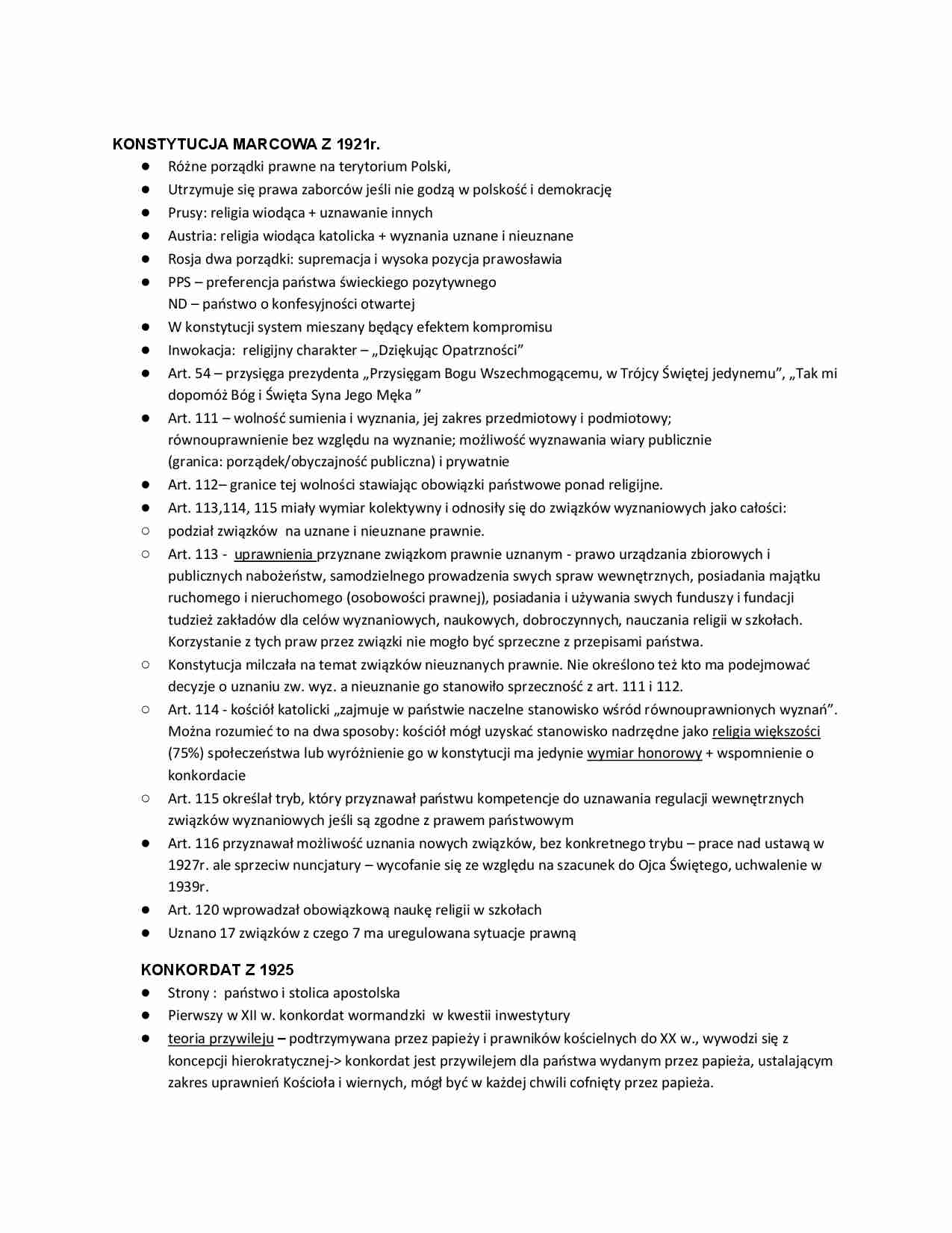 Konstytucja marcowa i Konkordat z 925 - strona 1