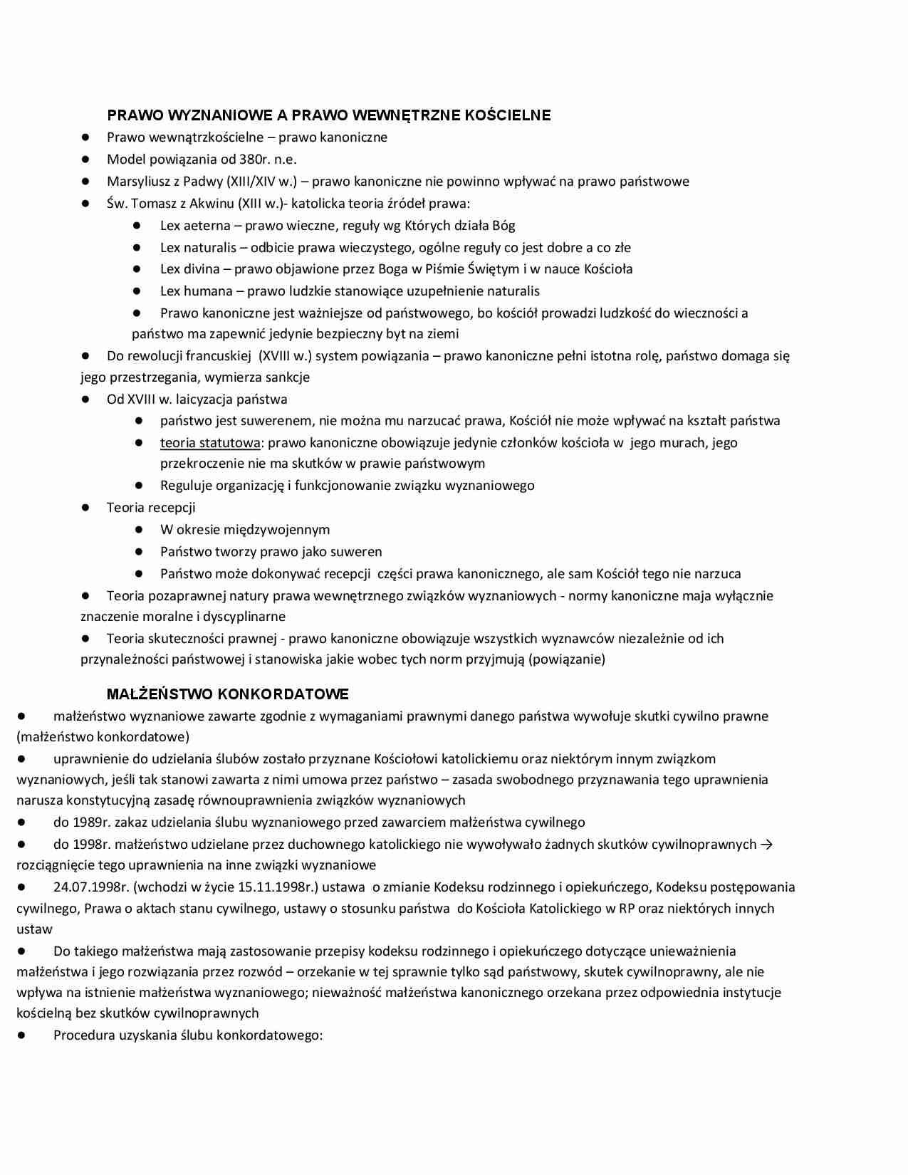 Prawo wyznaniowe a prawo wewnętrzne kościelne, Małżeństwo konkordatowe - strona 1
