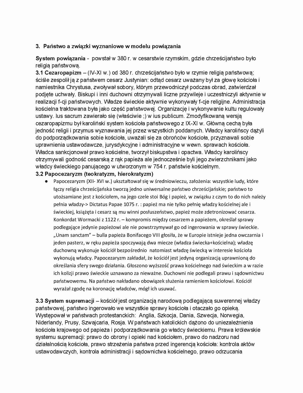 Państwo a związki wyznaniowe w modelu powiązania - strona 1