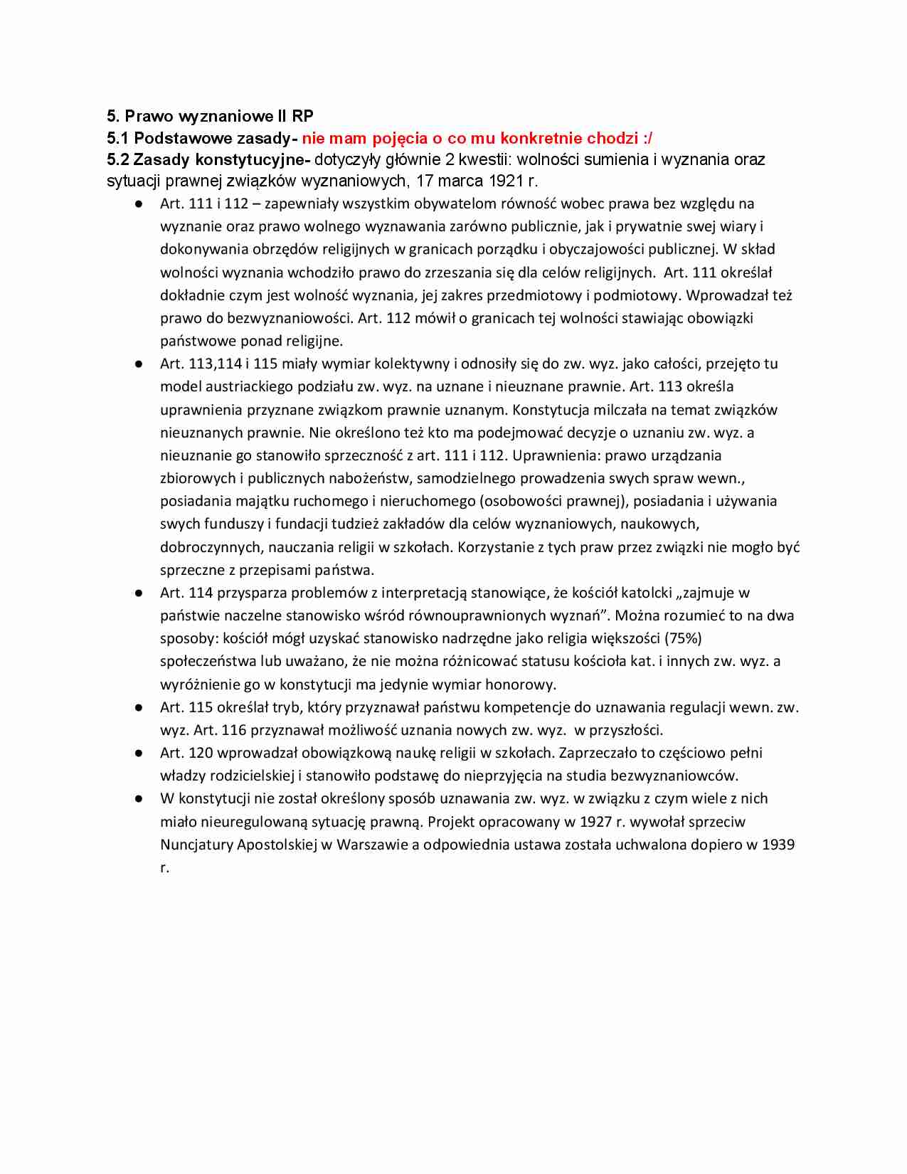 Prawo wyznaniowe II Rzeczpospolitej Polskiej - strona 1