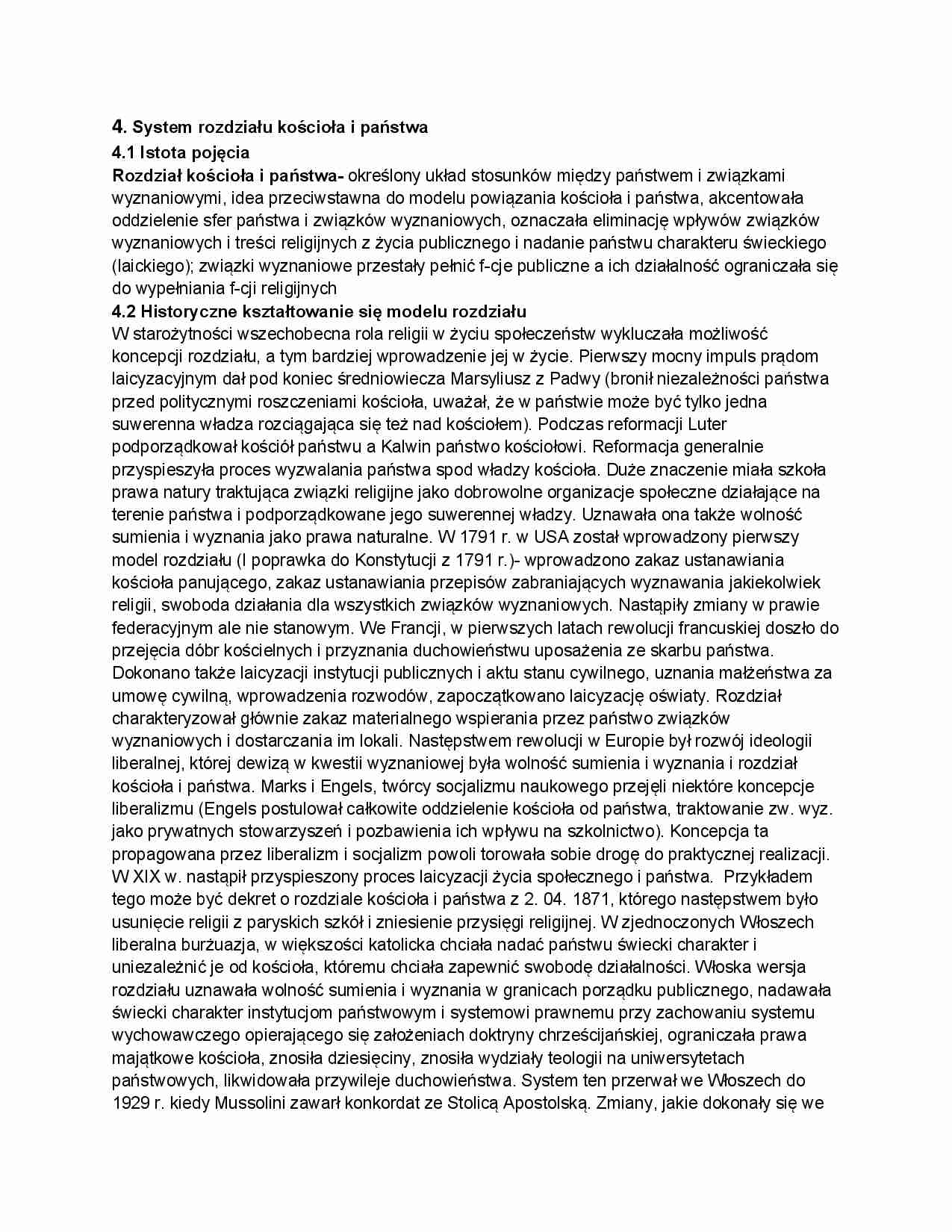 System rozdziału kościoła i państwa - strona 1