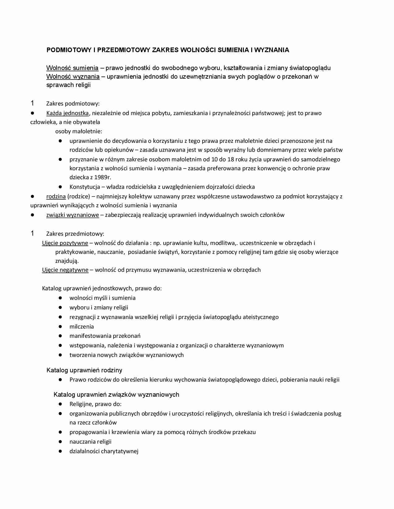 Wolność sumienia i wyznaniowe - strona 1