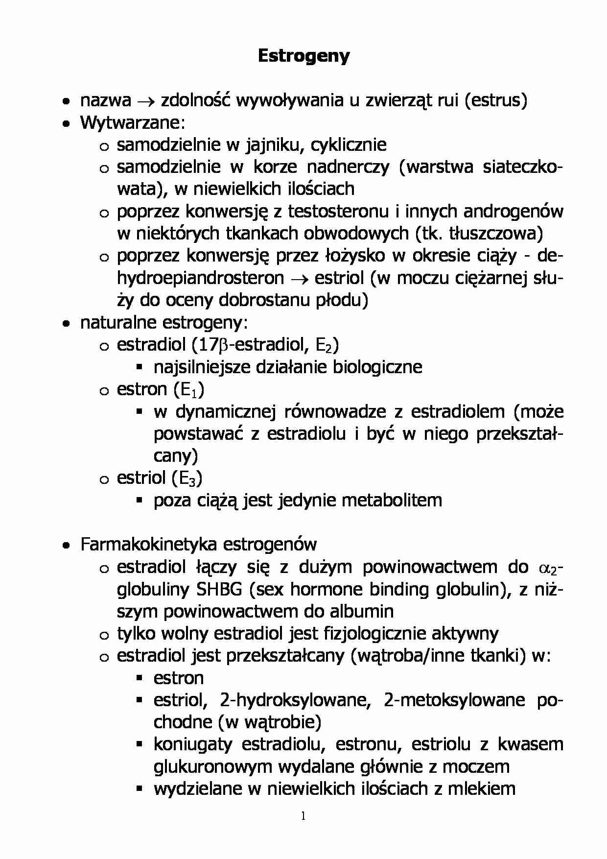 Farmakologia - wszystko o estrogenach - strona 1