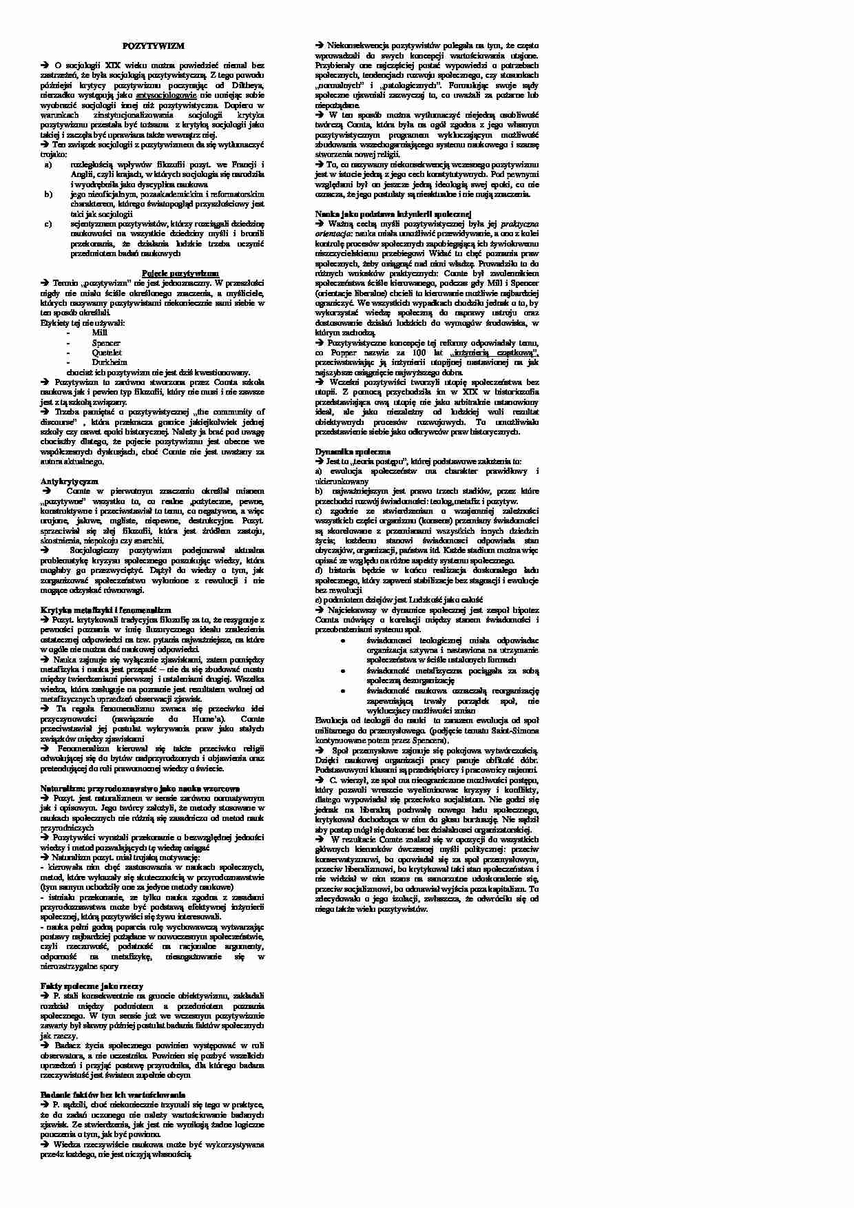 Pozytywizm - Szkoła naukowa - strona 1