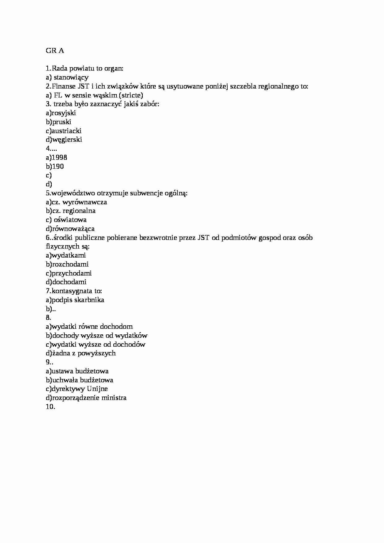 dr Agnieszka Parlinska finanse lokalne, kolokwium 2 - strona 1