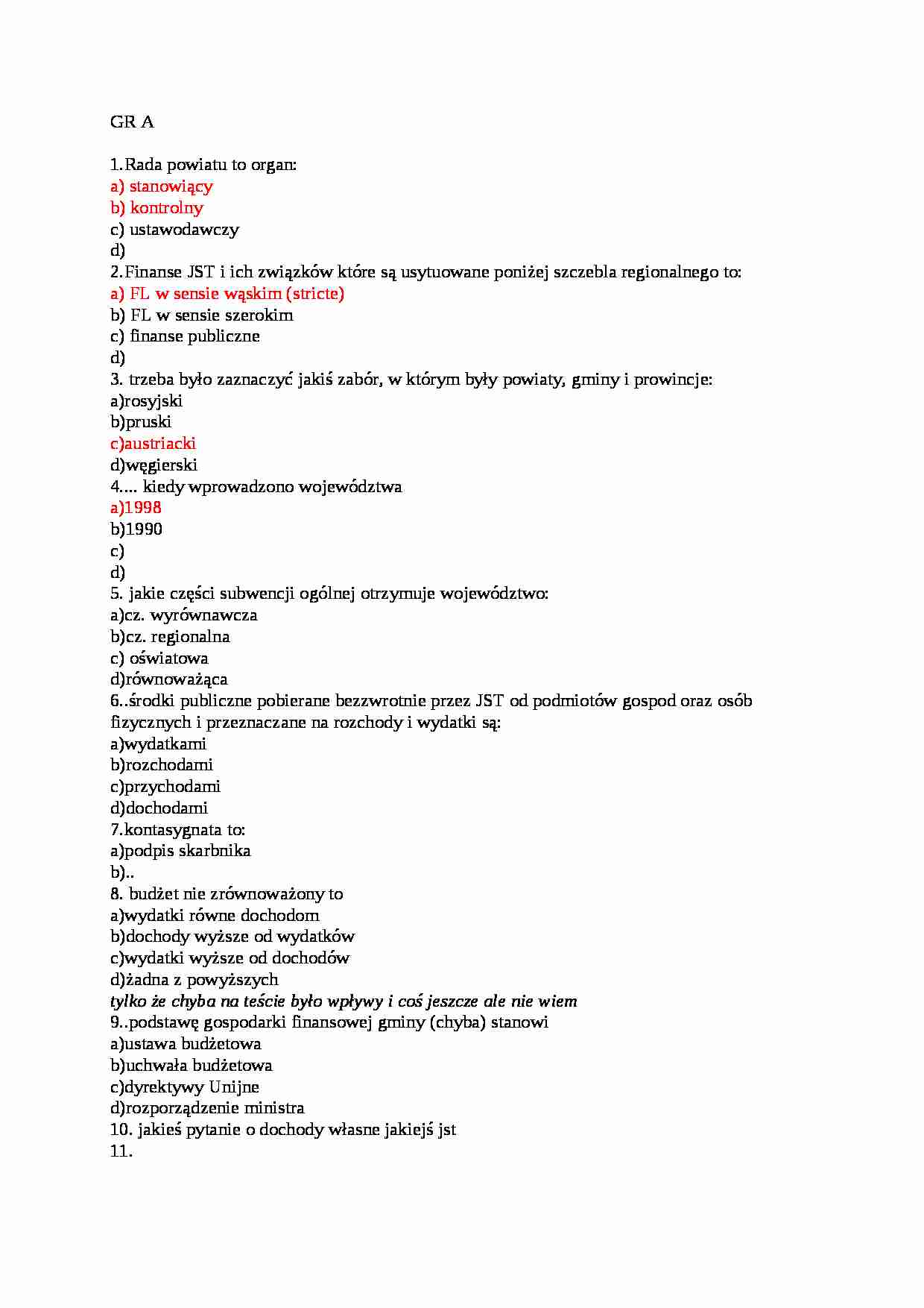 dr Agnieszka Parlinska finanse lokalne, kolokwium - strona 1