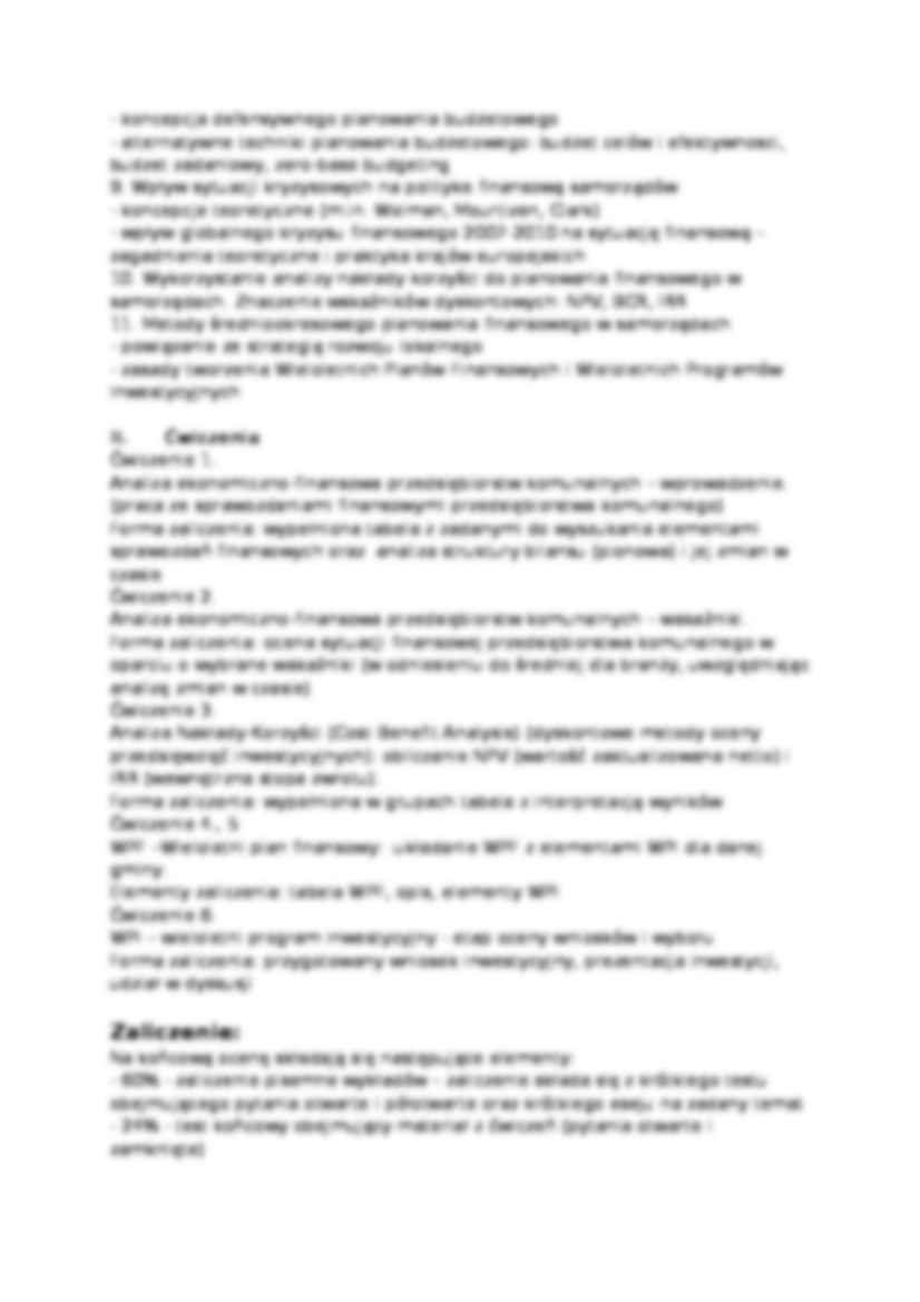 Finanse lokalne - dr Agnieszka Parlińska - kospekt - strona 2