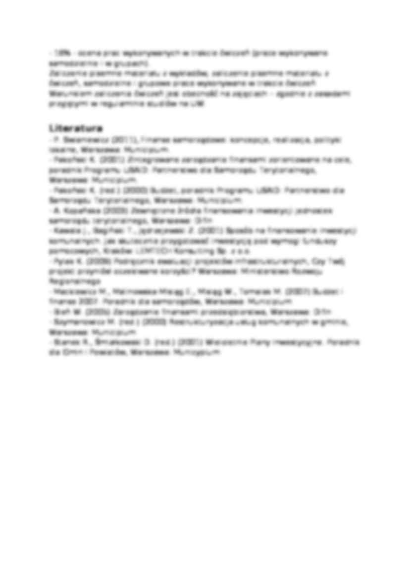 Finanse lokalne - dr Agnieszka Parlińska - kospekt - strona 3