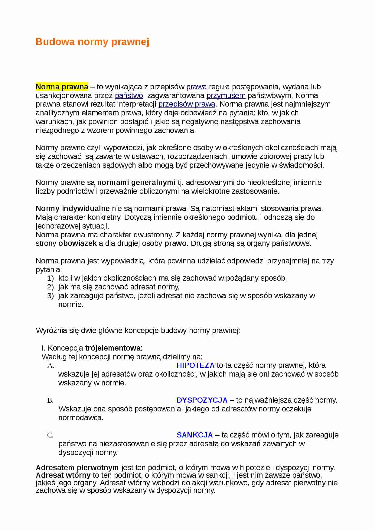 Budowa normy prawnej - strona 1