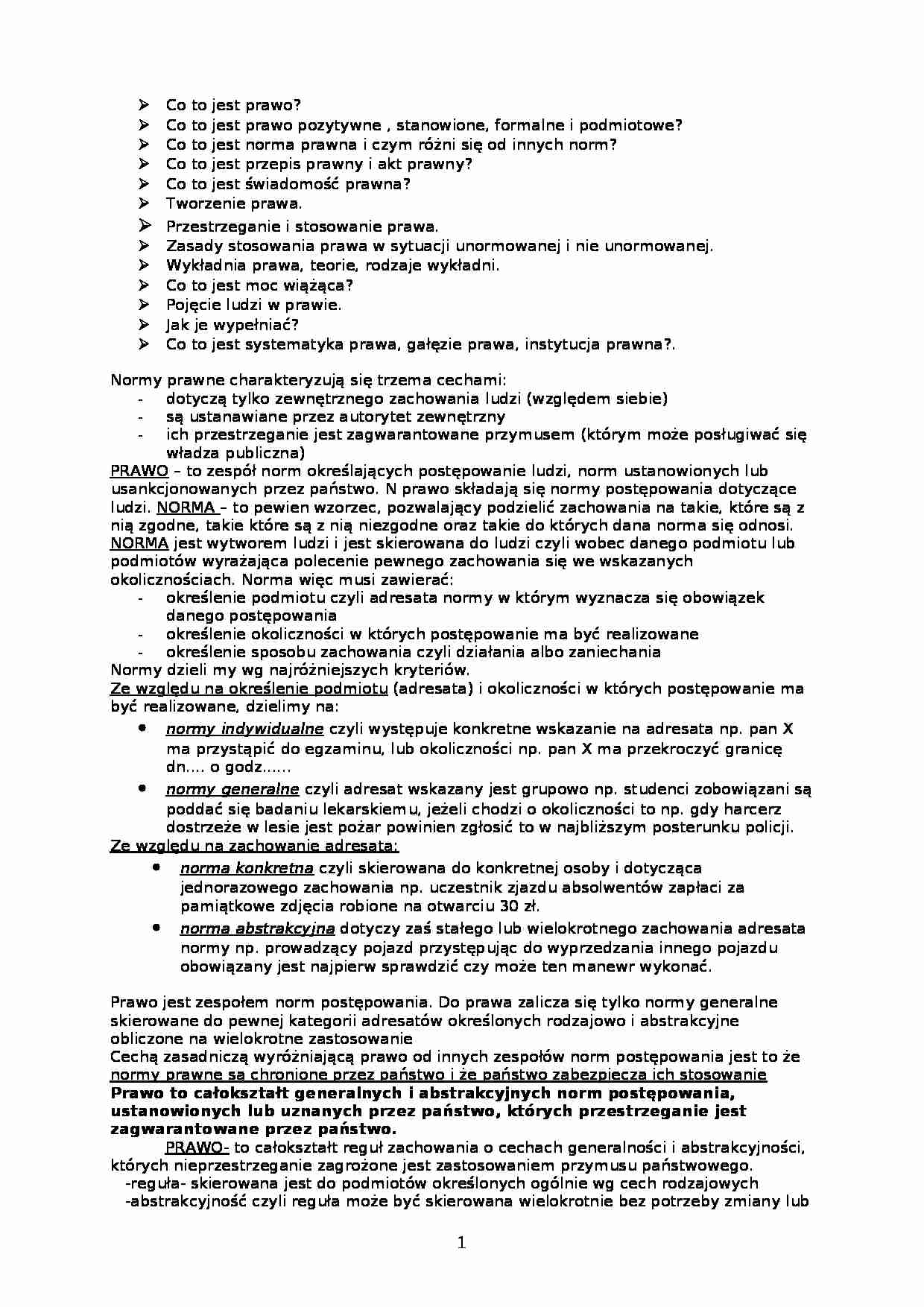 prawo - charakterystyka zagadnień - strona 1